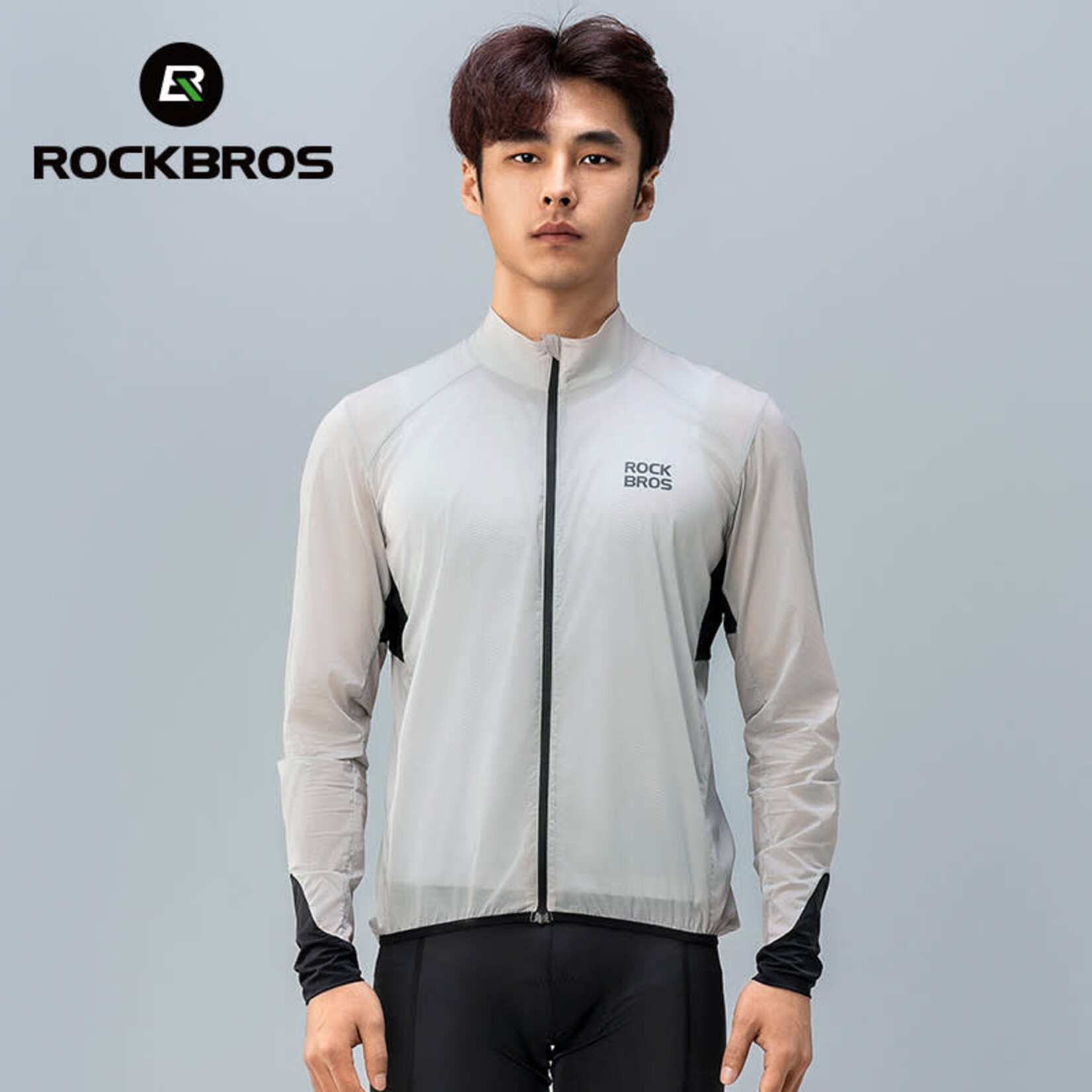 ROCKBROS Chamarra rompevientos color gris Talla XL. Rockbros