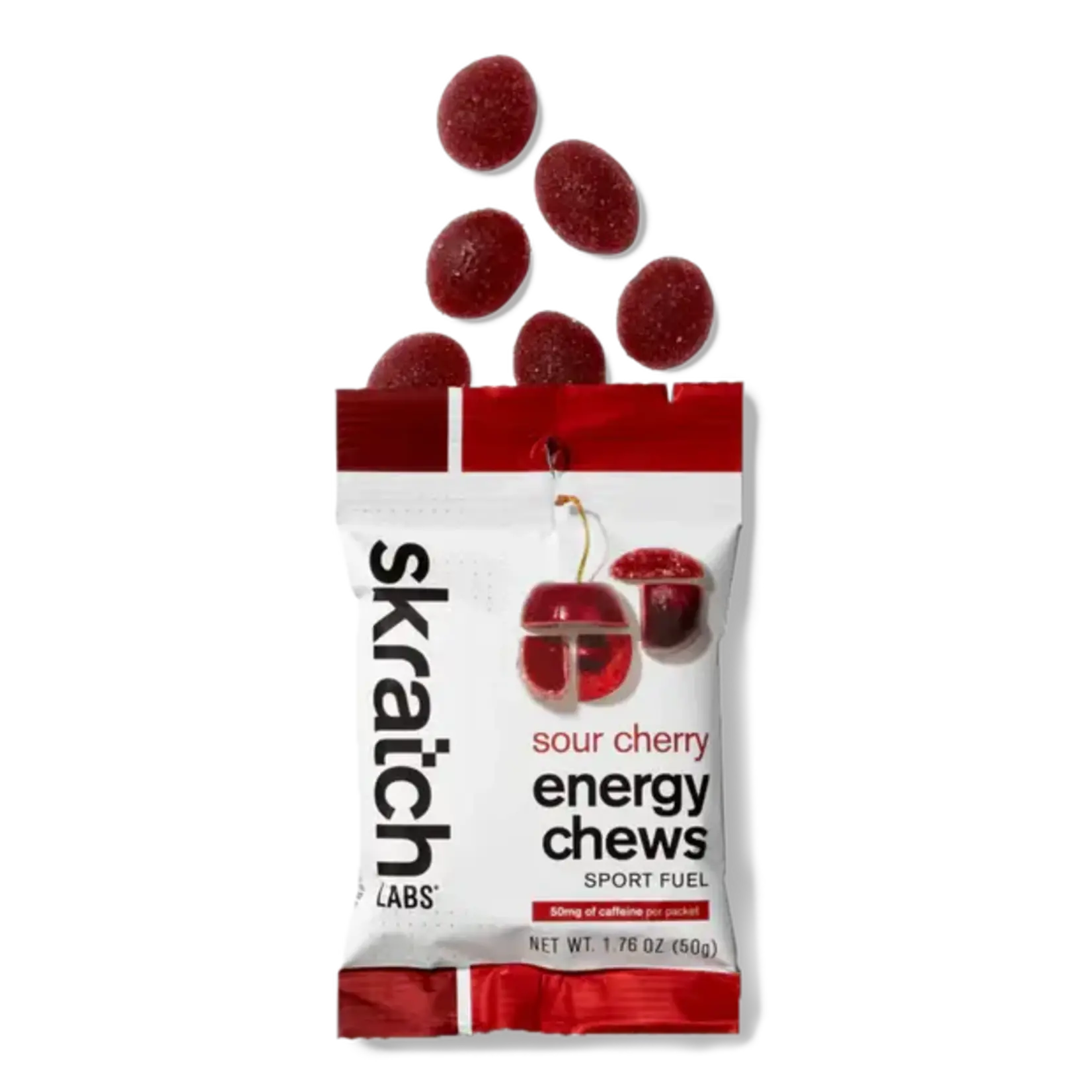 SKRATCH LABS. Skratch Labs Energy Chews . Sabor Sour cherry c/ cafeína 50gr c /10pzas.