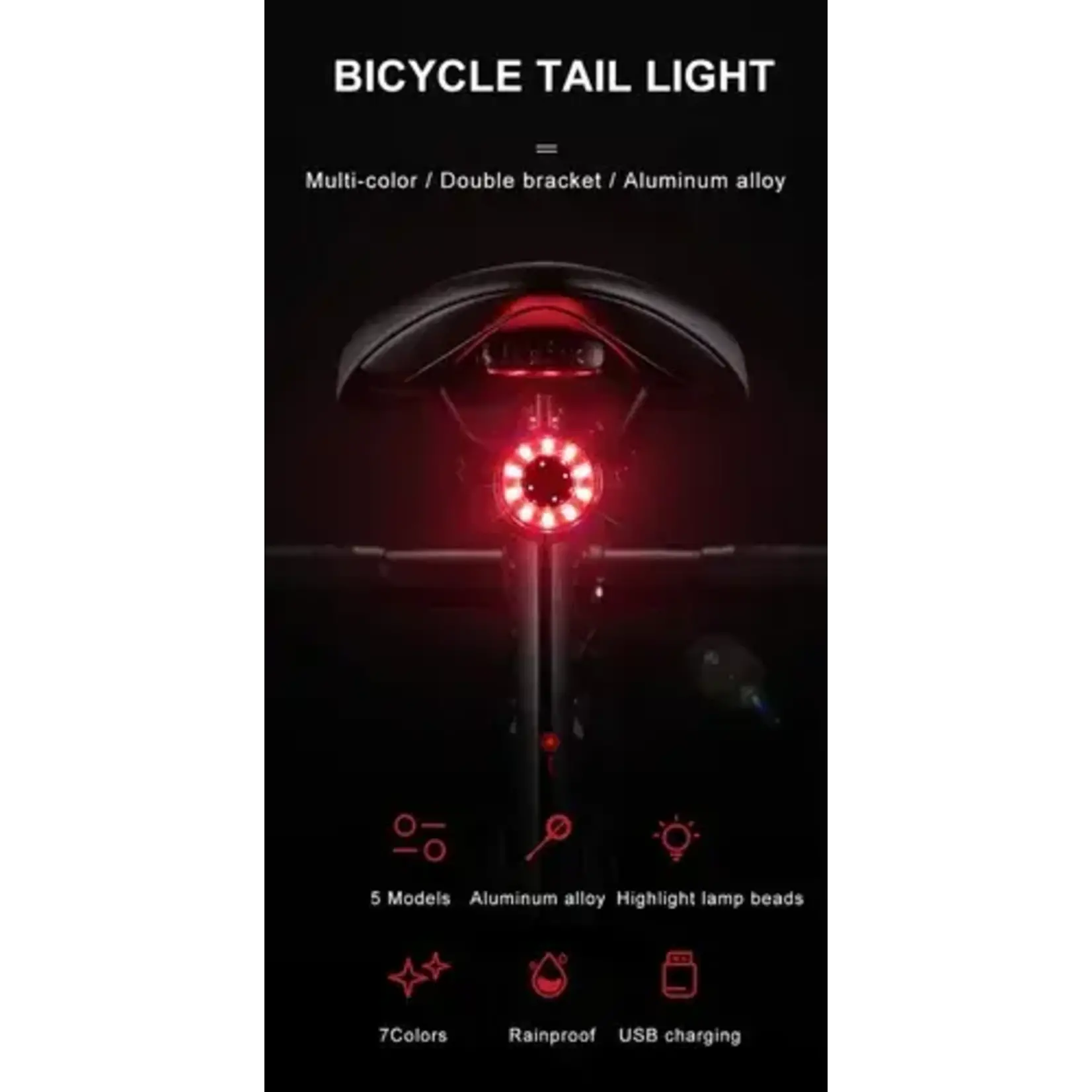 ROCKBROS Luz trasera para bicicleta Q1 Max. Rockbros