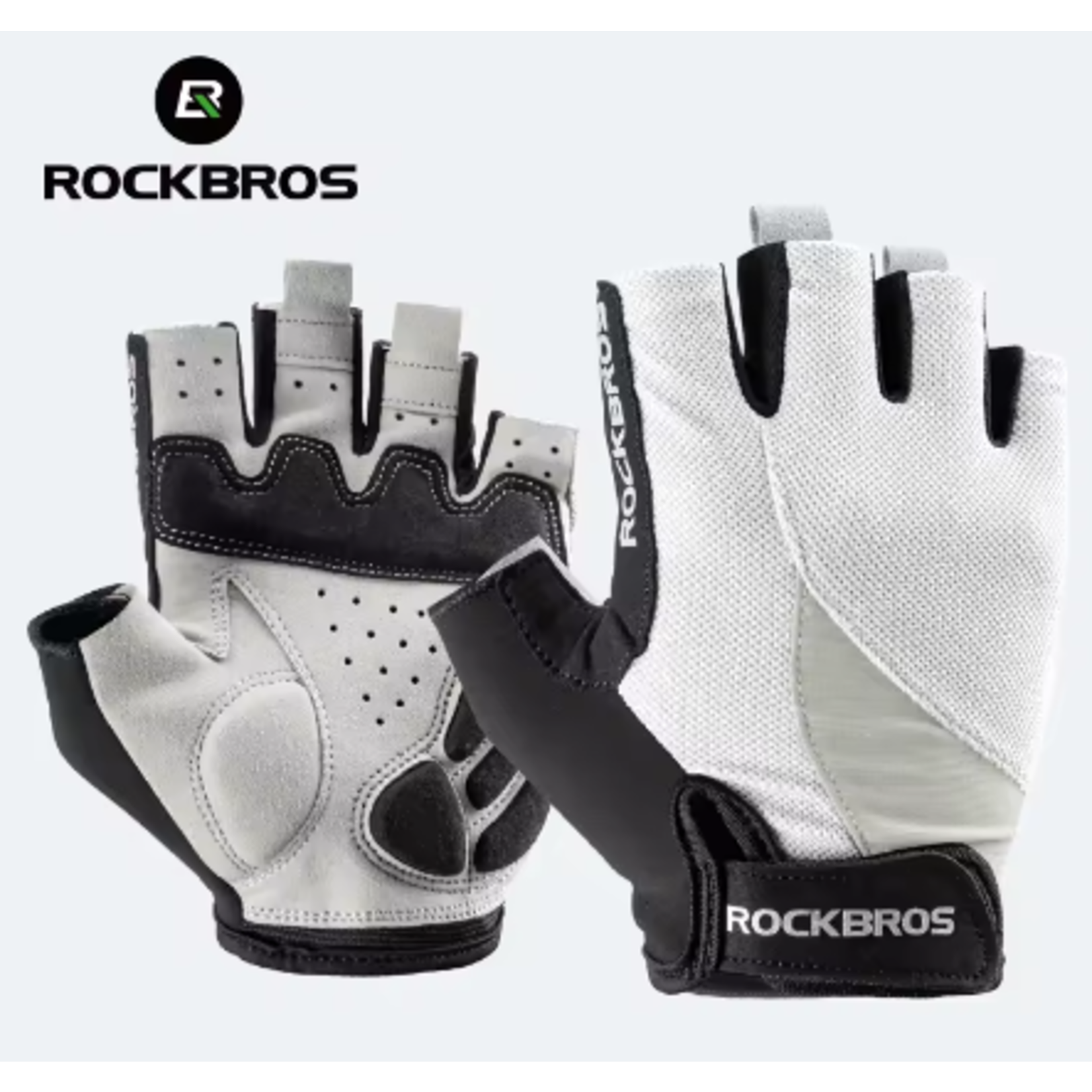 ROCKBROS Guantes de ciclismo Rockbros. Color blanco/negro. Talla M