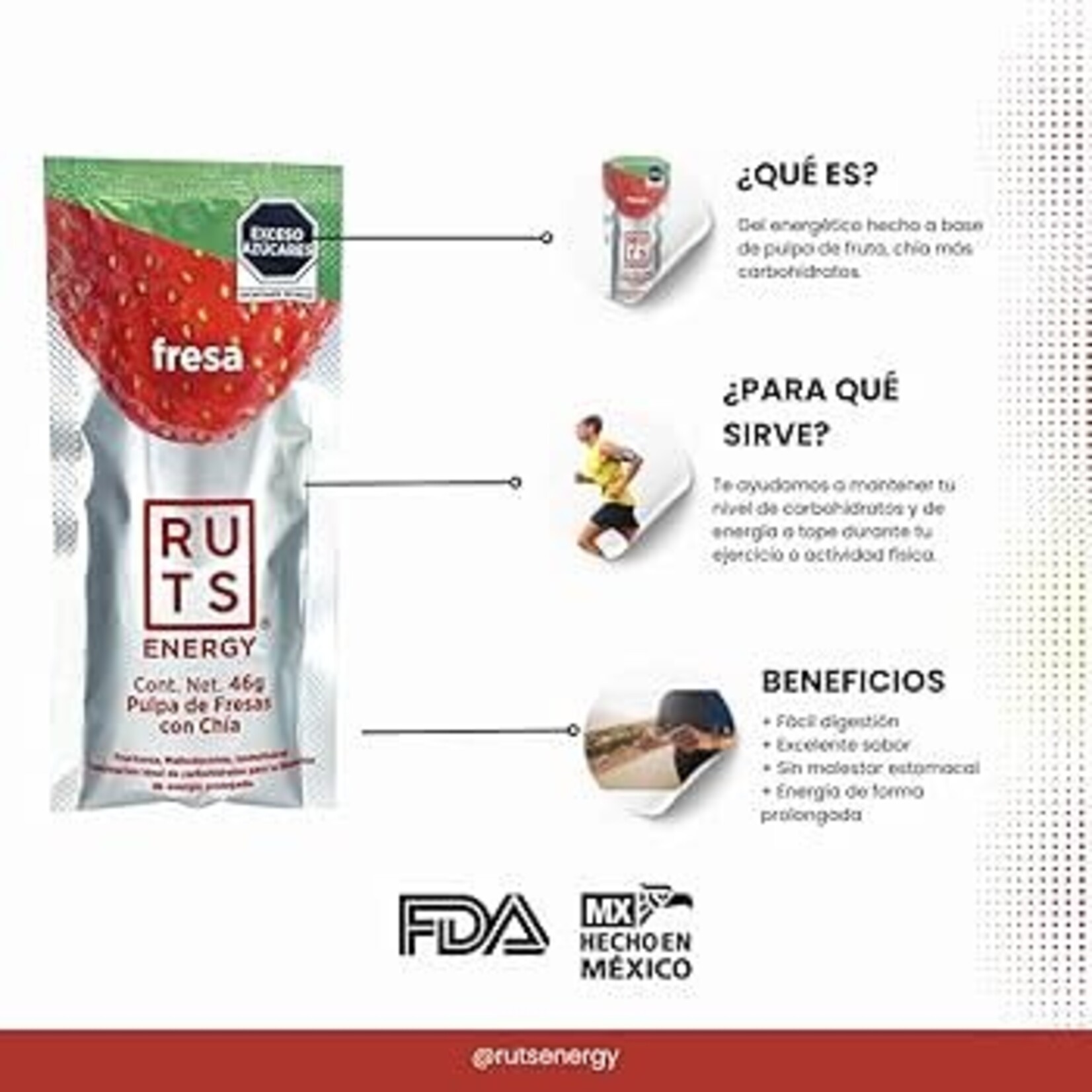 RUTS RUTS Gel Energy sabor Fresa 46gr