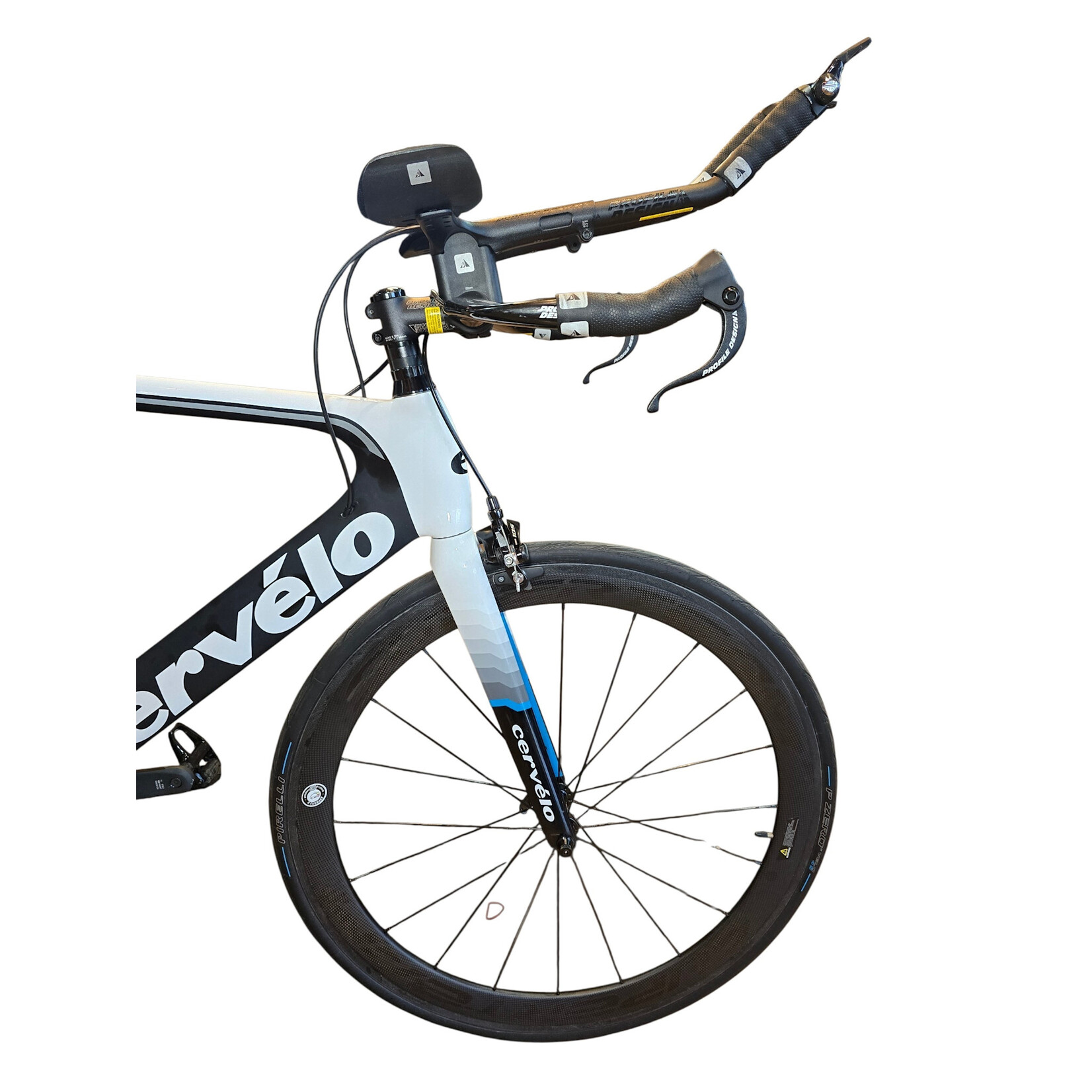 CERVÉLO Bicicleta TT (Triatlón) Semi-nueva Cervélo P3 color Blanca/negra/azul. Talla 58