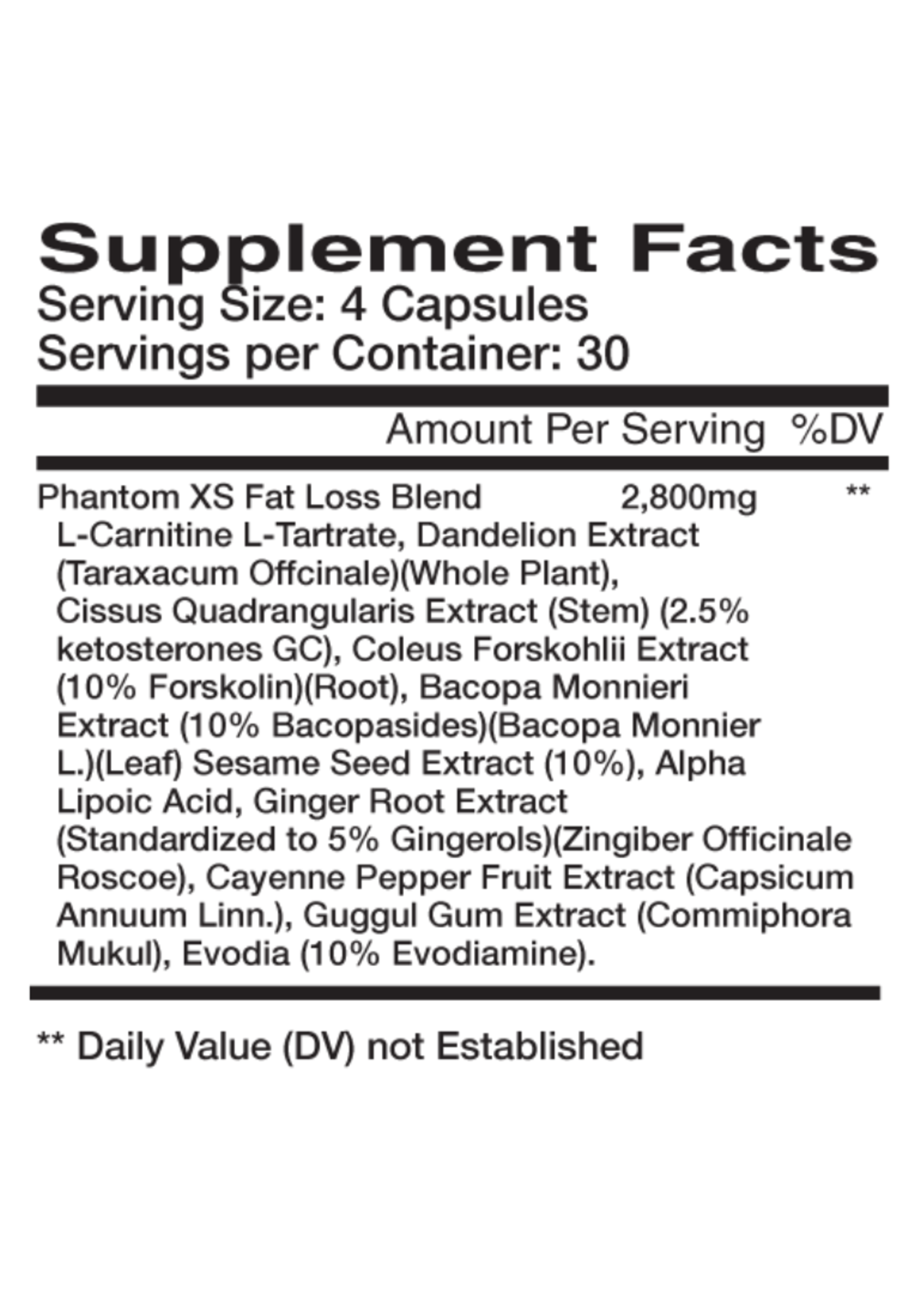 NUBREED PHANTOM XS 120CAPS NUBREED