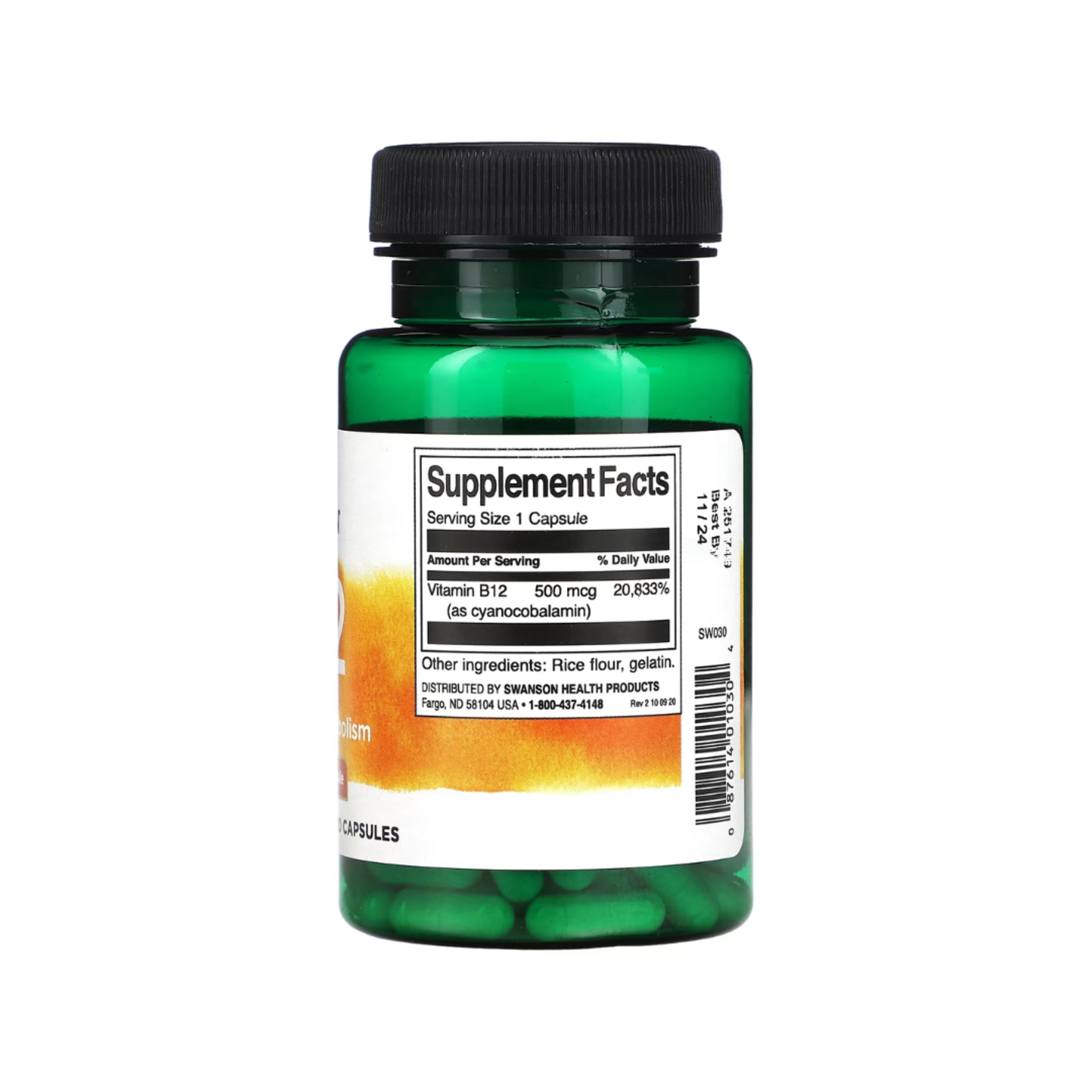 SWANSON VITAMINA B12 500MCG  SABOR FRESA SWANSON 250 CAPS