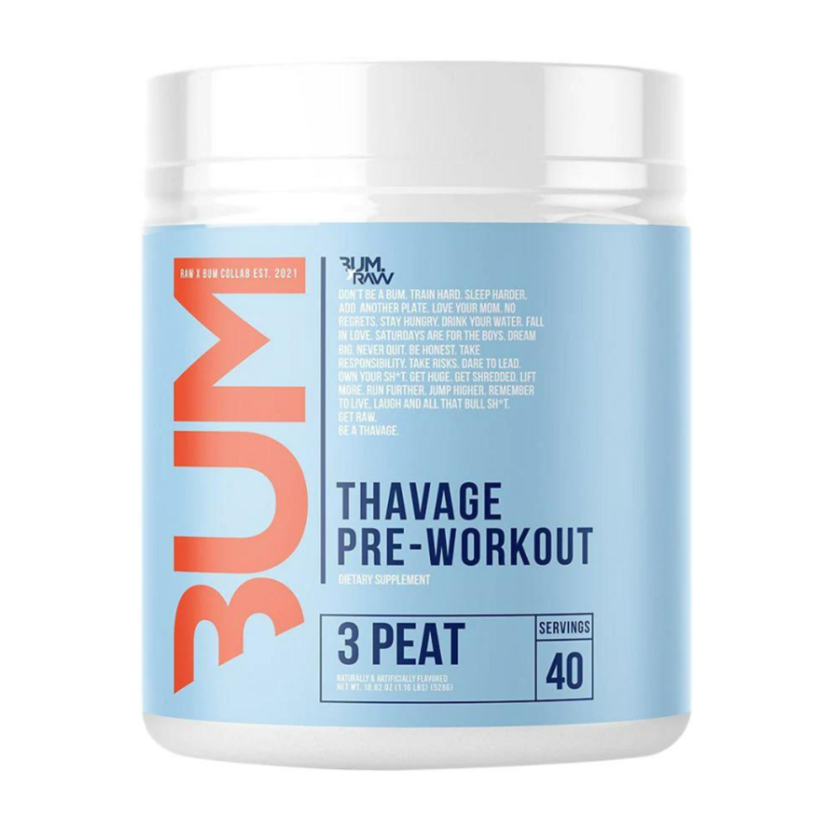 RAW CBUM THAVAGE PREWORKOUT RAW 40SV