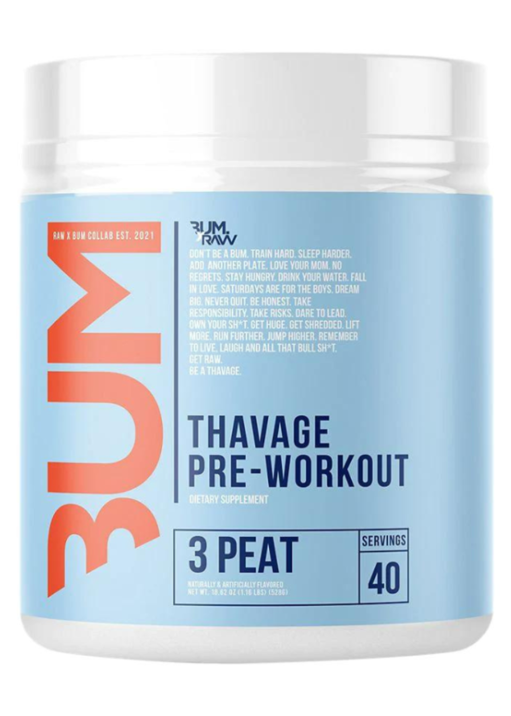 RAW CBUM THAVAGE PREWORKOUT RAW 40SV