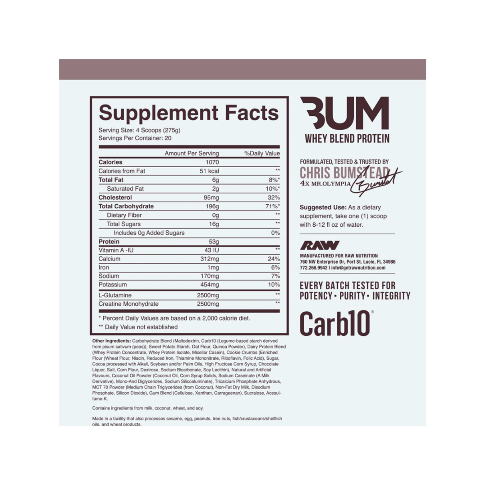 RAW CBUM MASS GAINER 12LB RAW