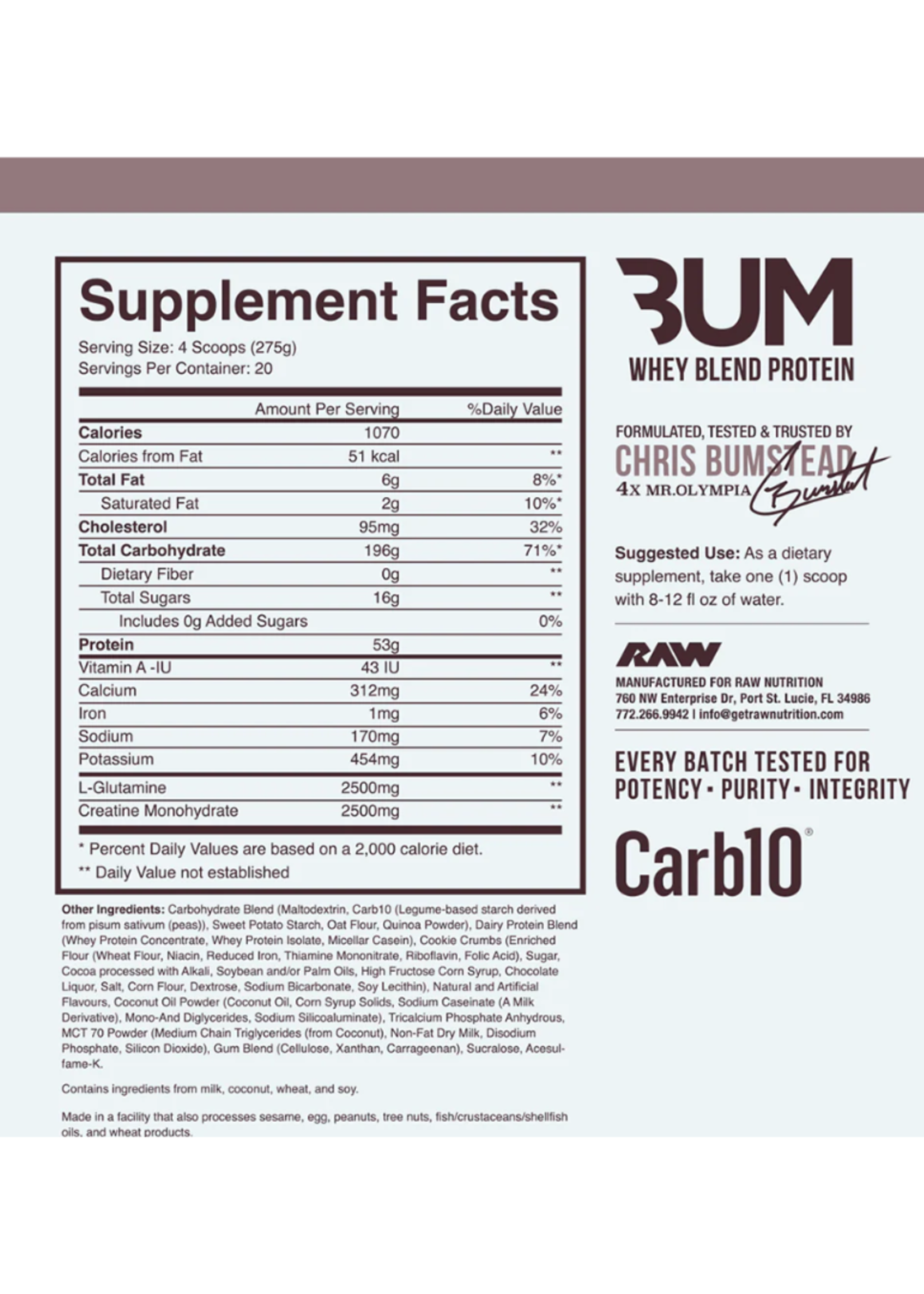 RAW CBUM MASS GAINER 12LB RAW