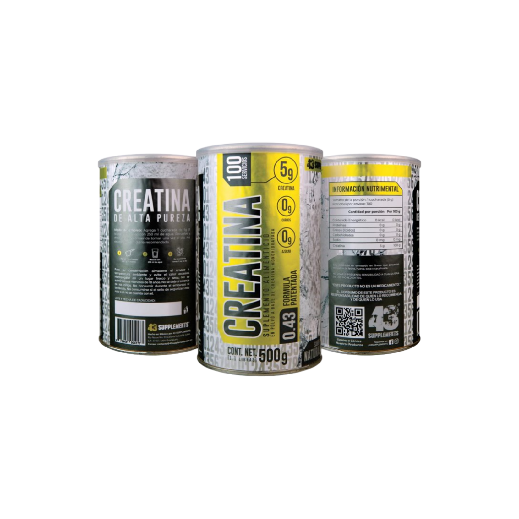 43 SUPPLEMENTS 100% CREATINA 43 SUPPLEMENTS 500GR 100SV
