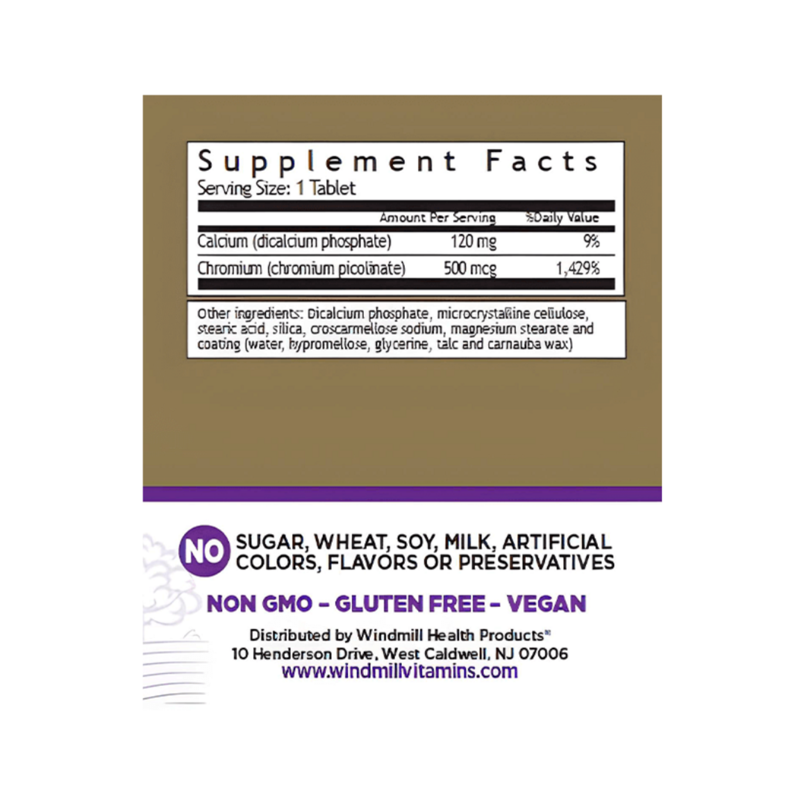WINDMILL CHROMIUM PICOLINATE 500MG 60CT WINDMILL