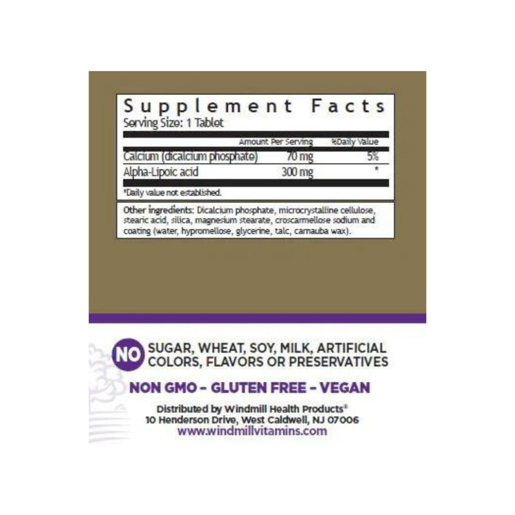 WINDMILL ALPHA LIPOIC ACID WINDMILL 300MG 60 TABS