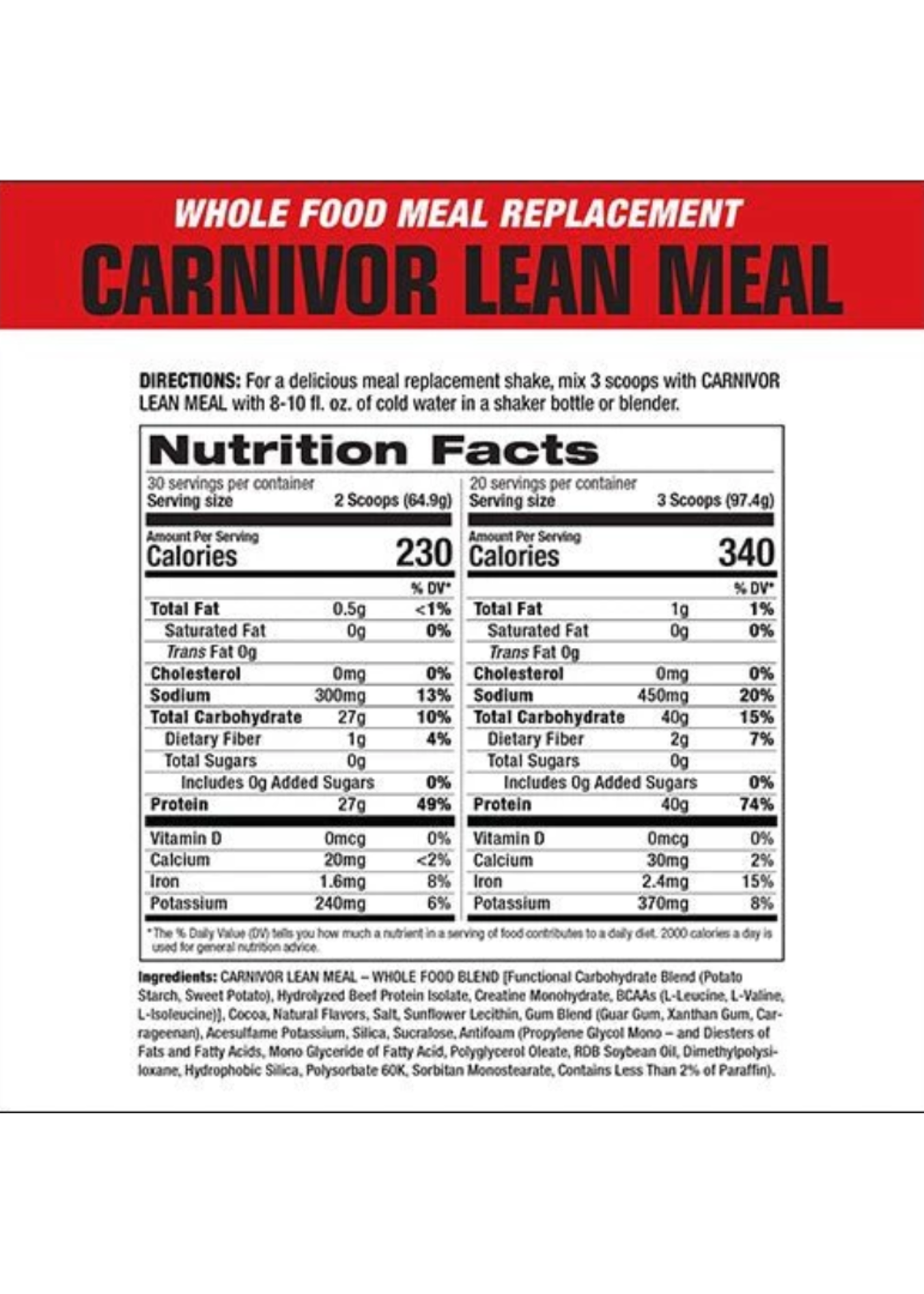 MUSCLE MEDS CARNIVOR LEAN MEAL 4.2LB MUSCLEMEDS