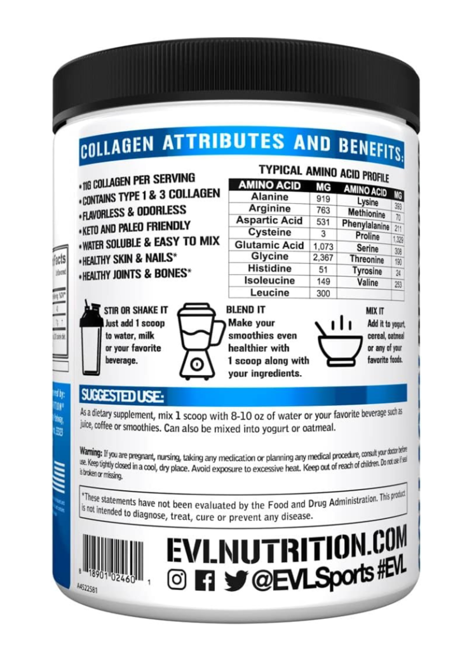 EVL NUTRITION COLAGENO PEPTIDOS EVL 30SV
