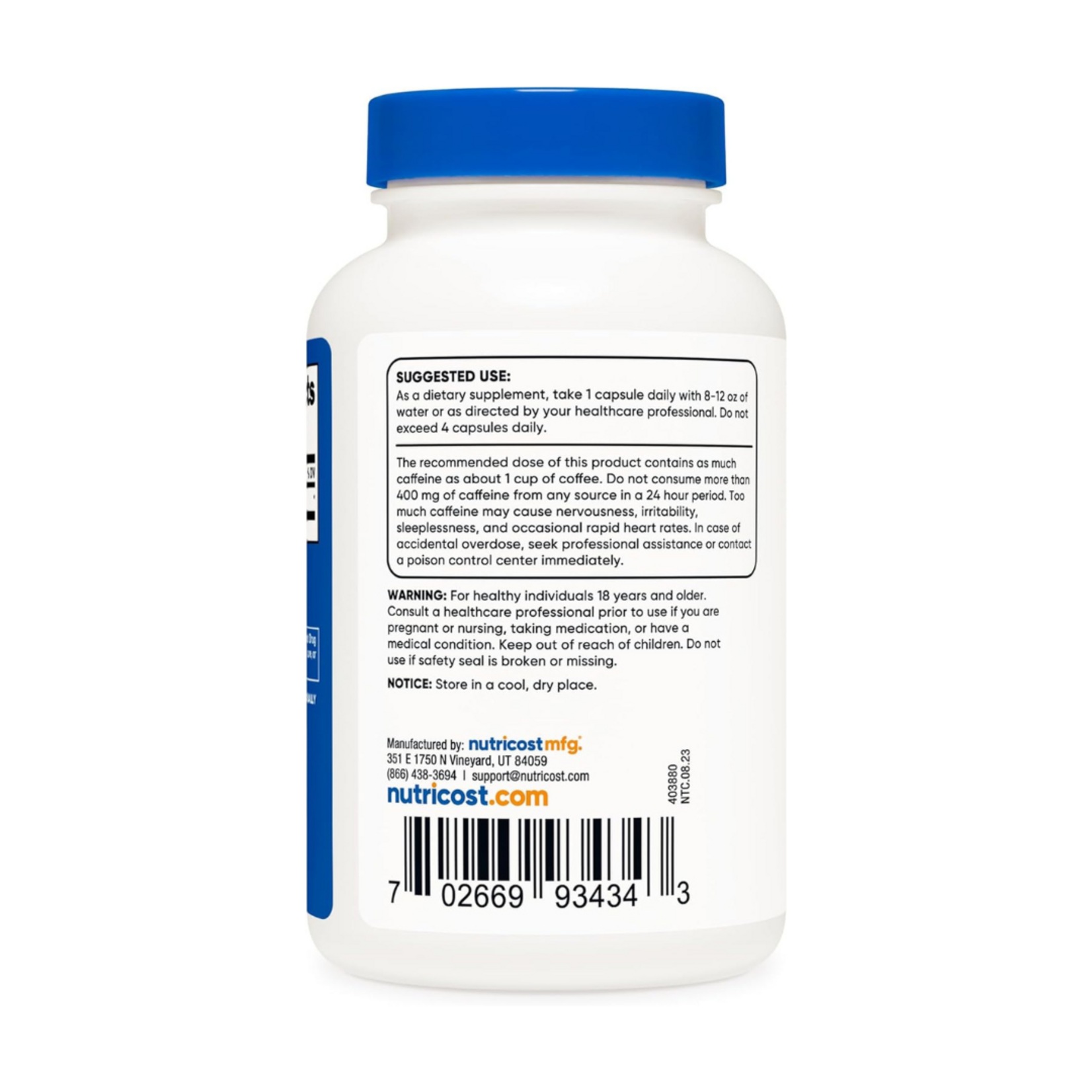 NUTRICOST CAFEINA NUTRICOST 250CAPS