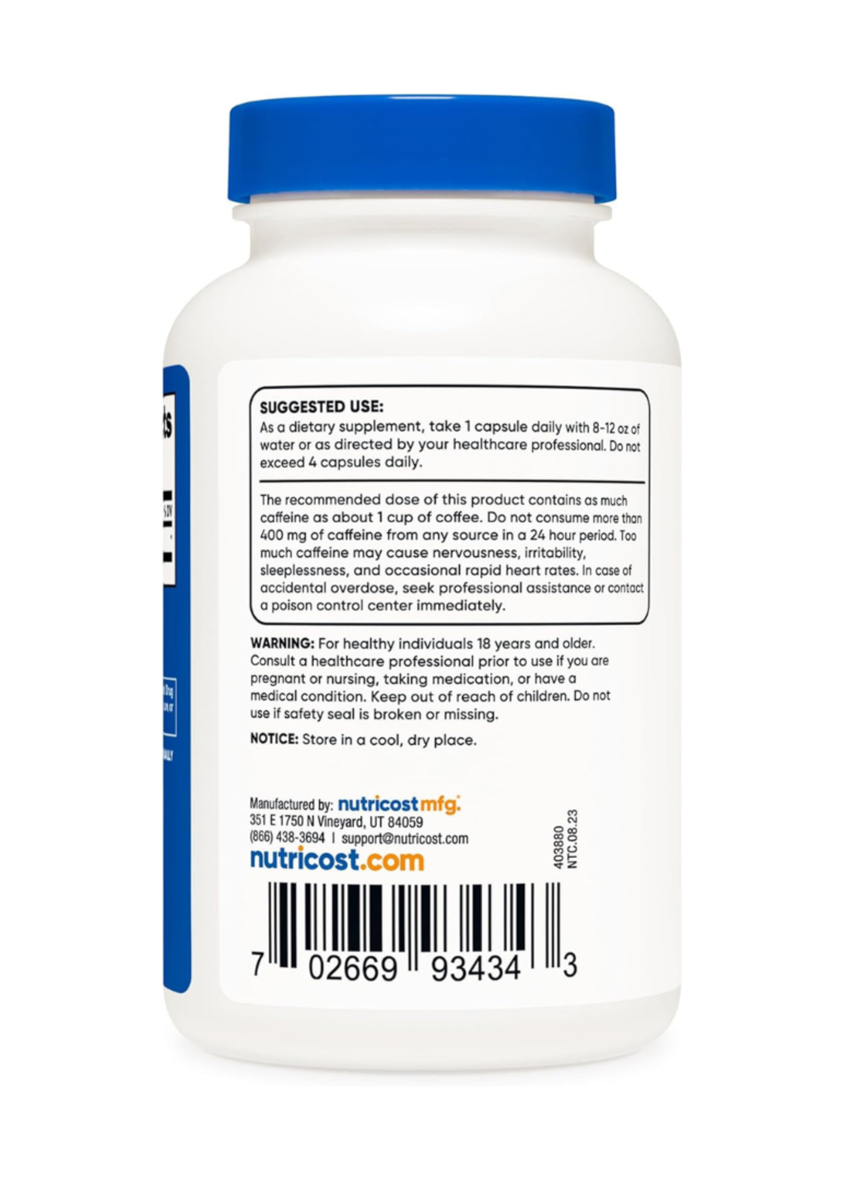 NUTRICOST CAFEINA NUTRICOST 250CAPS