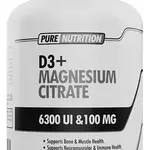 PURE NUTRITION D3 + MAGNESIUM CITRATE 90CAPS PURE NUTRITION