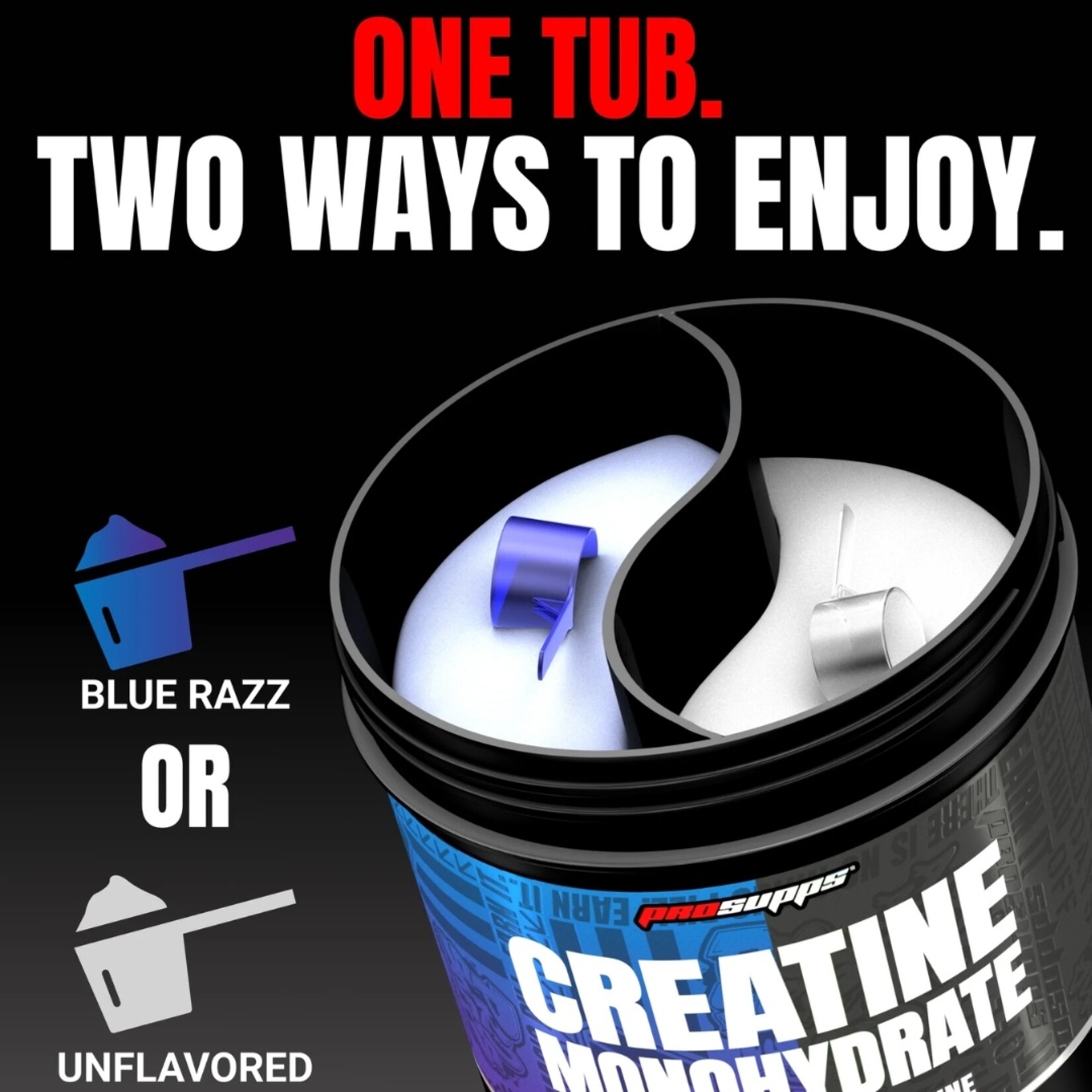 PROSUPPS CREATINA DUAL TUB PROSUPPS 80SV BLUE RAZZ AND UNFLAVORED