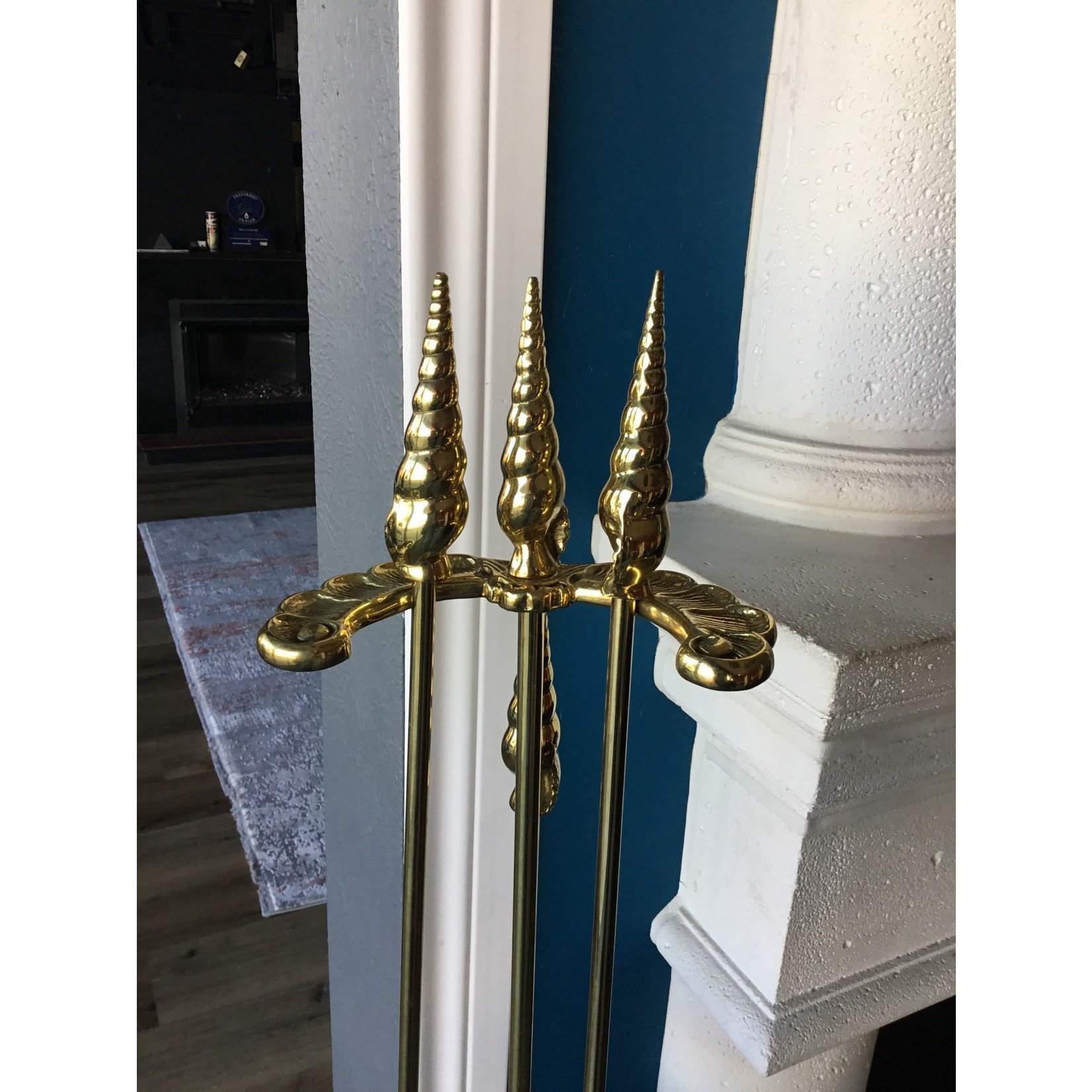 Polished Brass Fireplace Toolset. VII