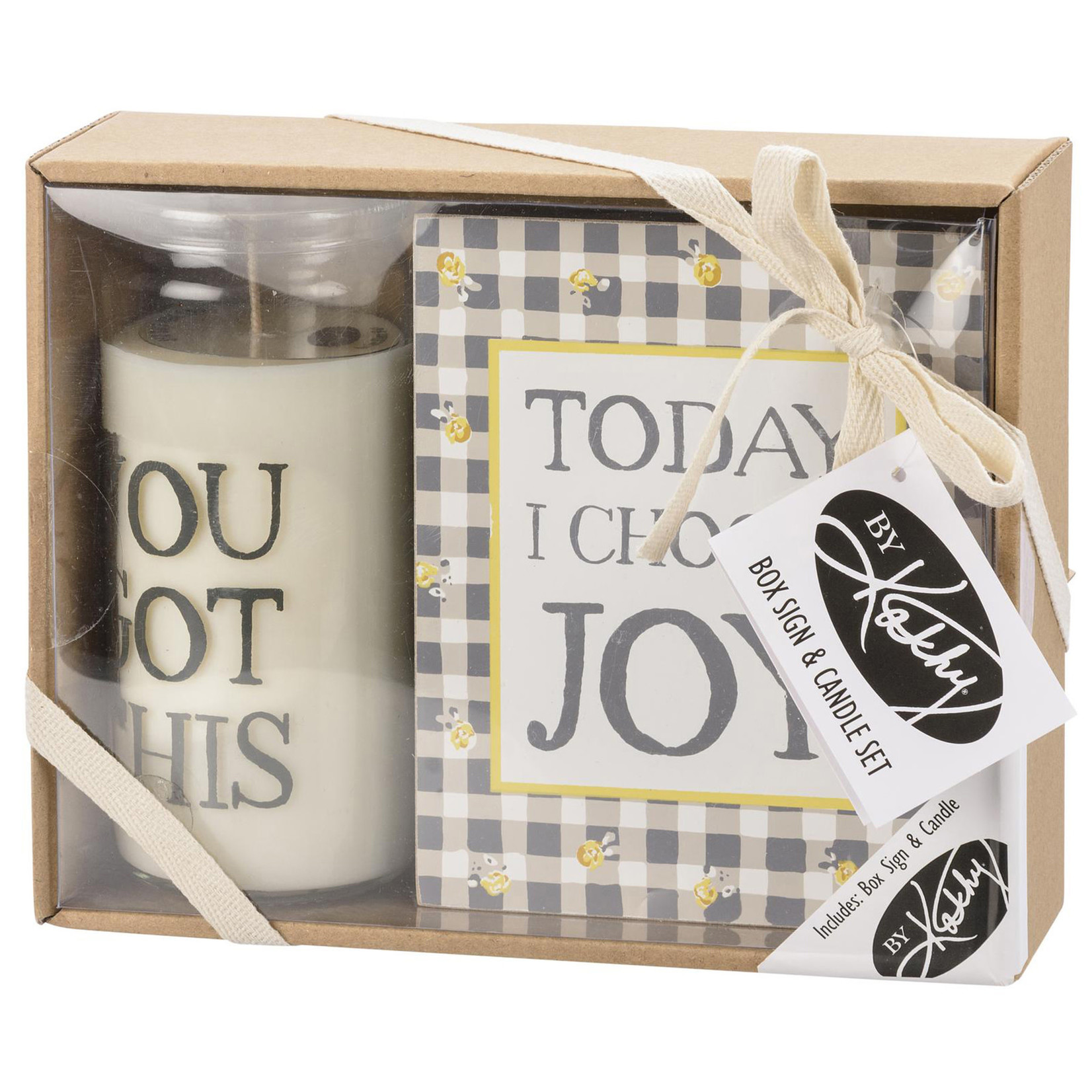 Prim By Kathy Box Sign Candle Set - Joy