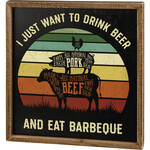 Prim By Kathy Inset Box Sign - Eat Barbeque