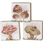 Prim By Kathy Block Sign Set - Mushrooms