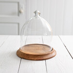 CTW Small Glass Bell Shaped Cloche with Wood Base