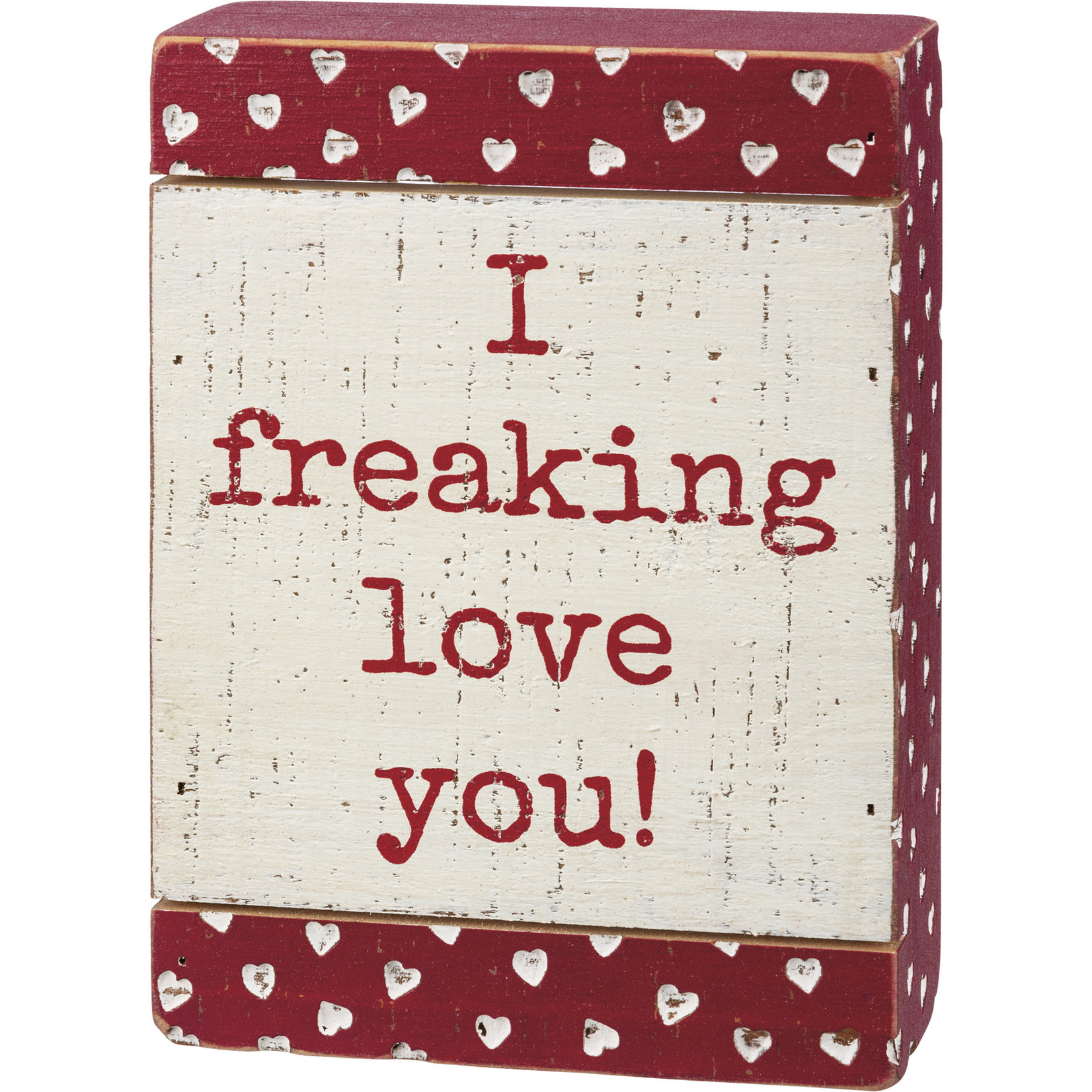 Prim By Kathy Slat Box Sign - Love You
