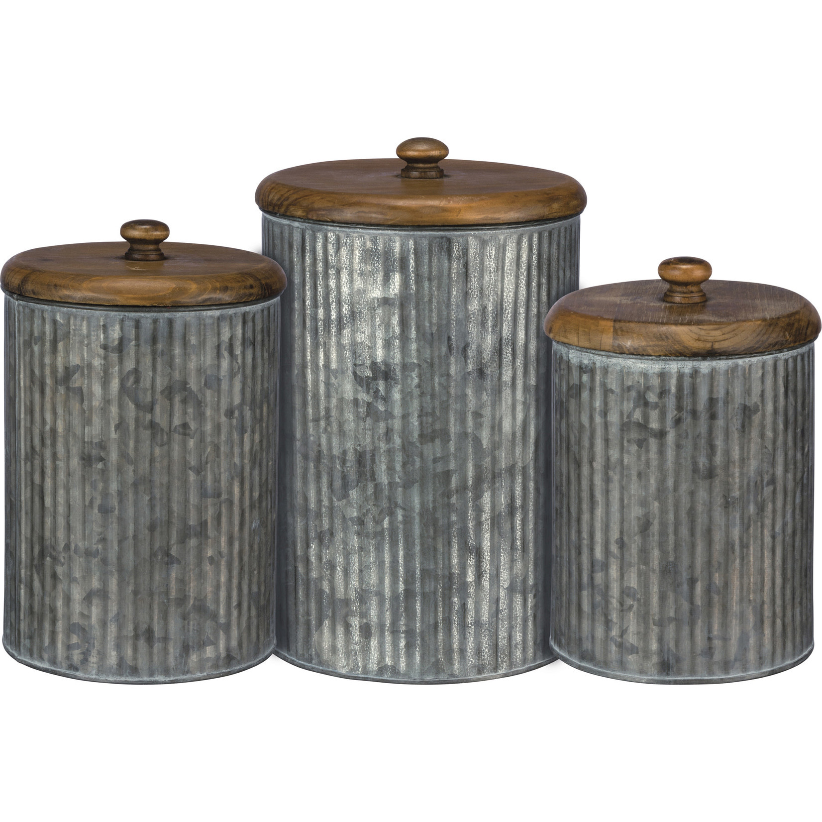 Prim By Kathy Canister Set - Galvanized