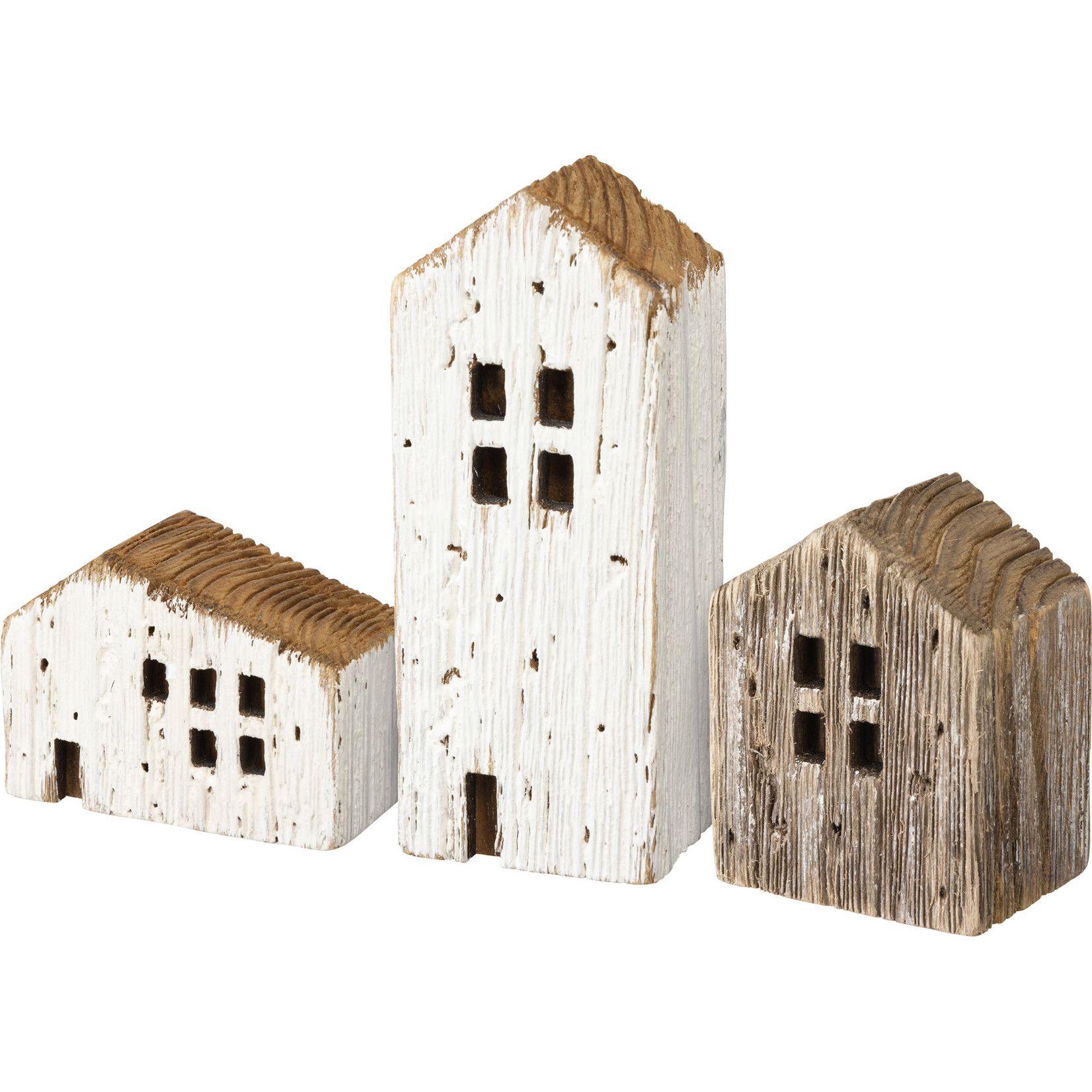 Prim By Kathy Rustic Houses Sitter Set 3