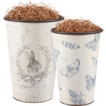 Prim By Kathy Rabbit Crest And Butterflies Bucket Set 2