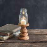 CTW Wooden Candle Holder with Mason Jar Chimney - Quarter Pint