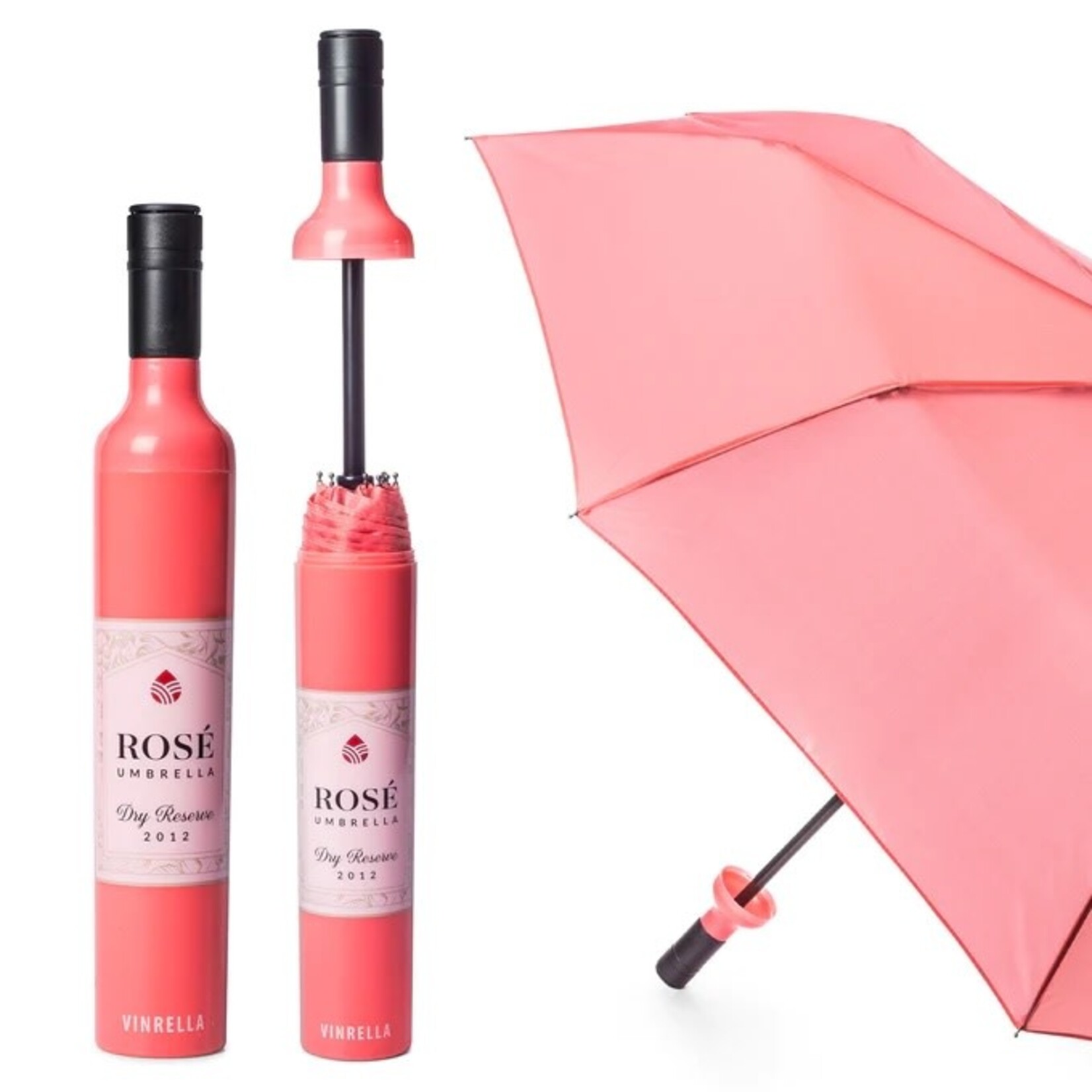 Vinrella Rose Labeled Wine Bottle Umbrella  Vinrella