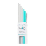 swig life Clear + Aqua Reusable Straw Set