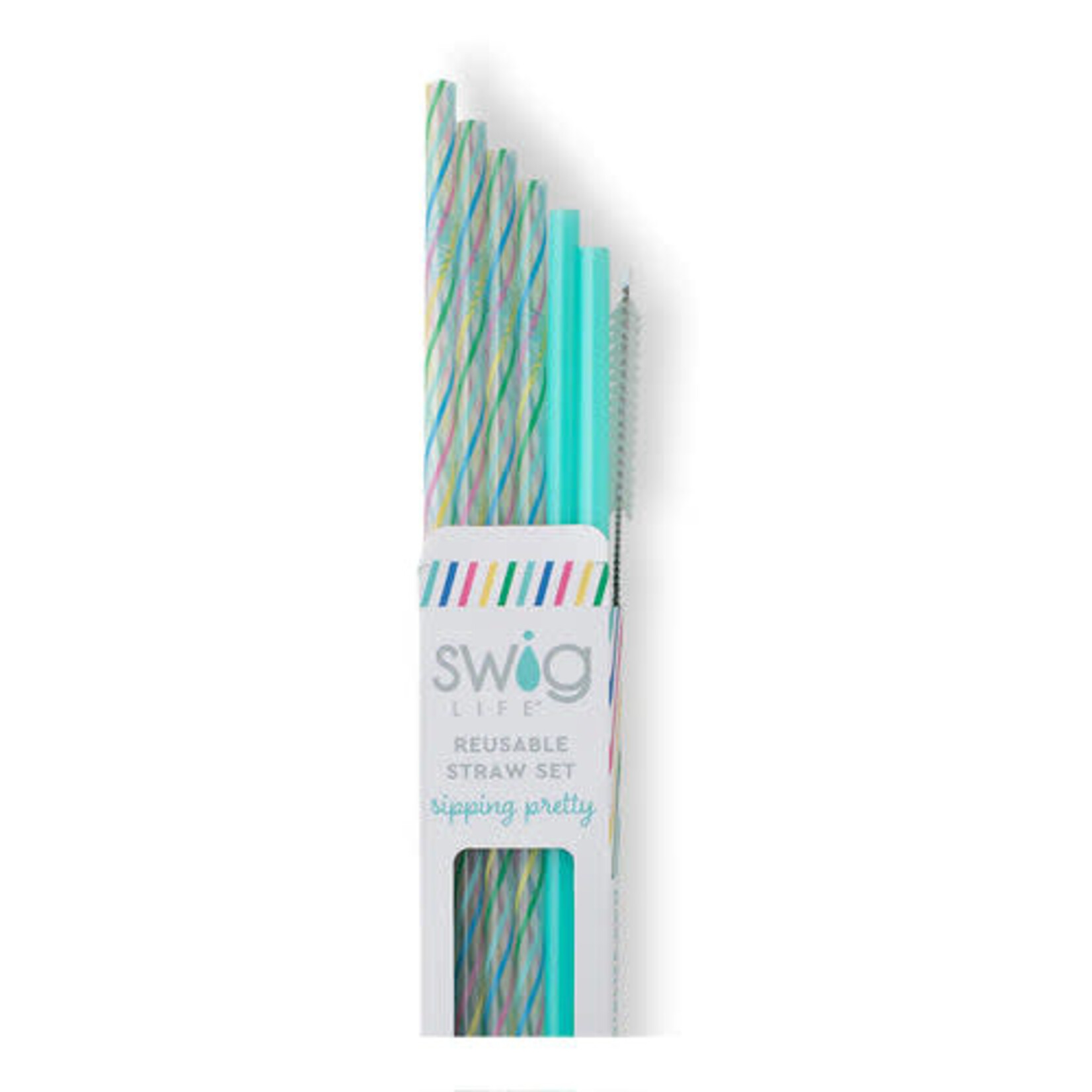 swig life search Rainbow + Aqua Reusable Straw Set
