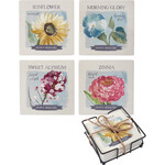 Prim By Kathy Flower Seed Packets Coaster Set