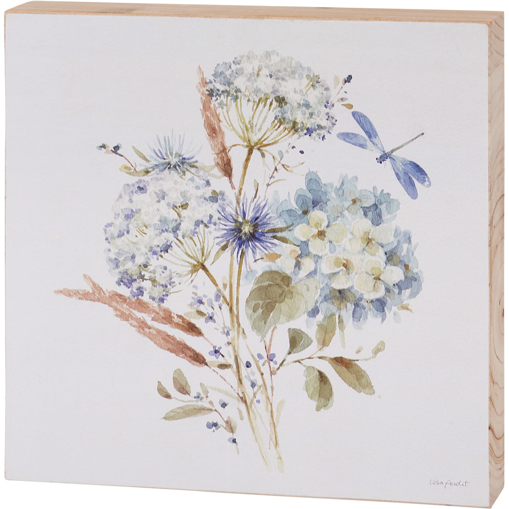 Prim By Kathy Dragonfly And Flowers Block Sign