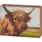 Prim By Kathy Highland Cow Block Sign