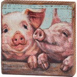 Prim By Kathy Pink Pigs Block Sign