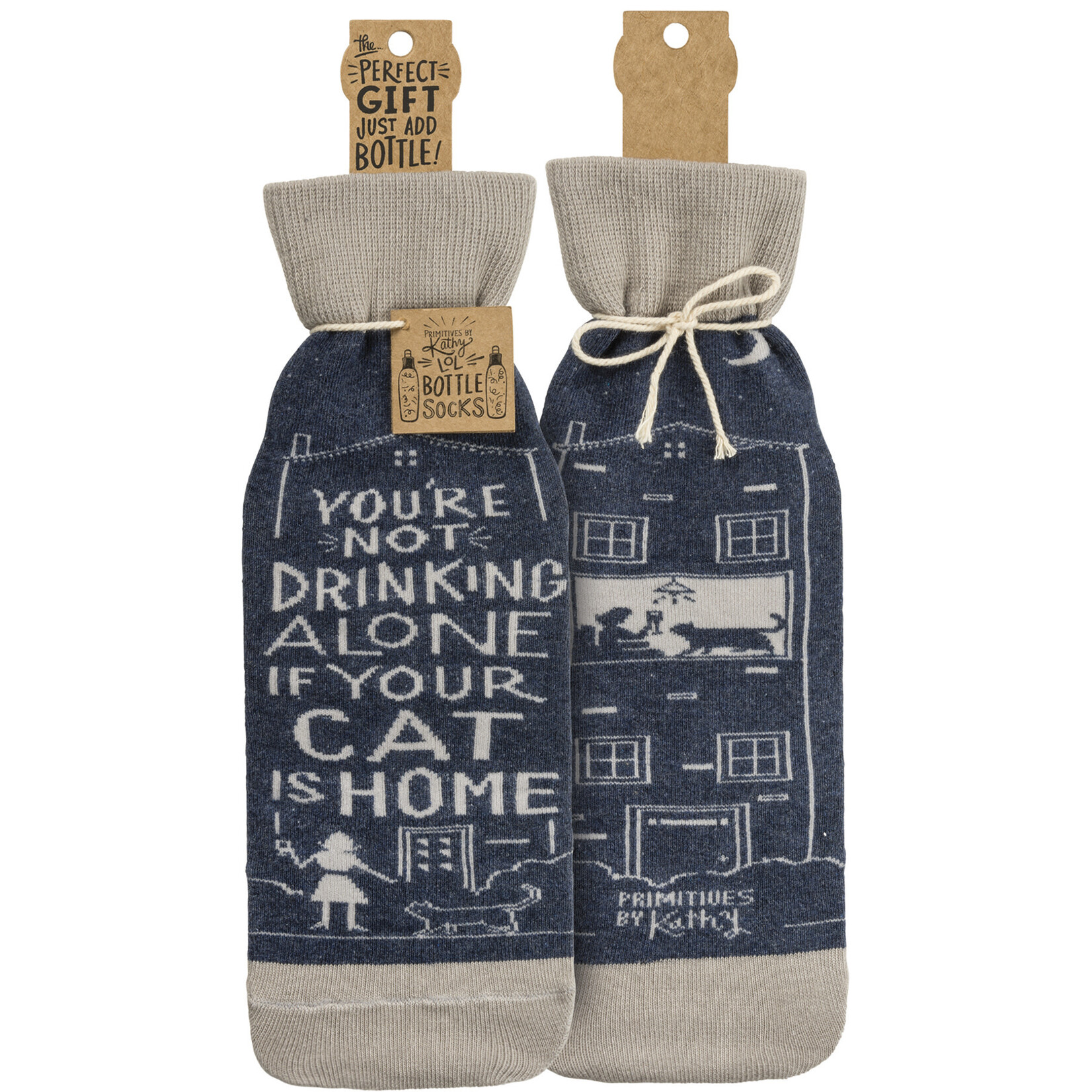 Prim By Kathy Bottle Cover - Cat Is Home