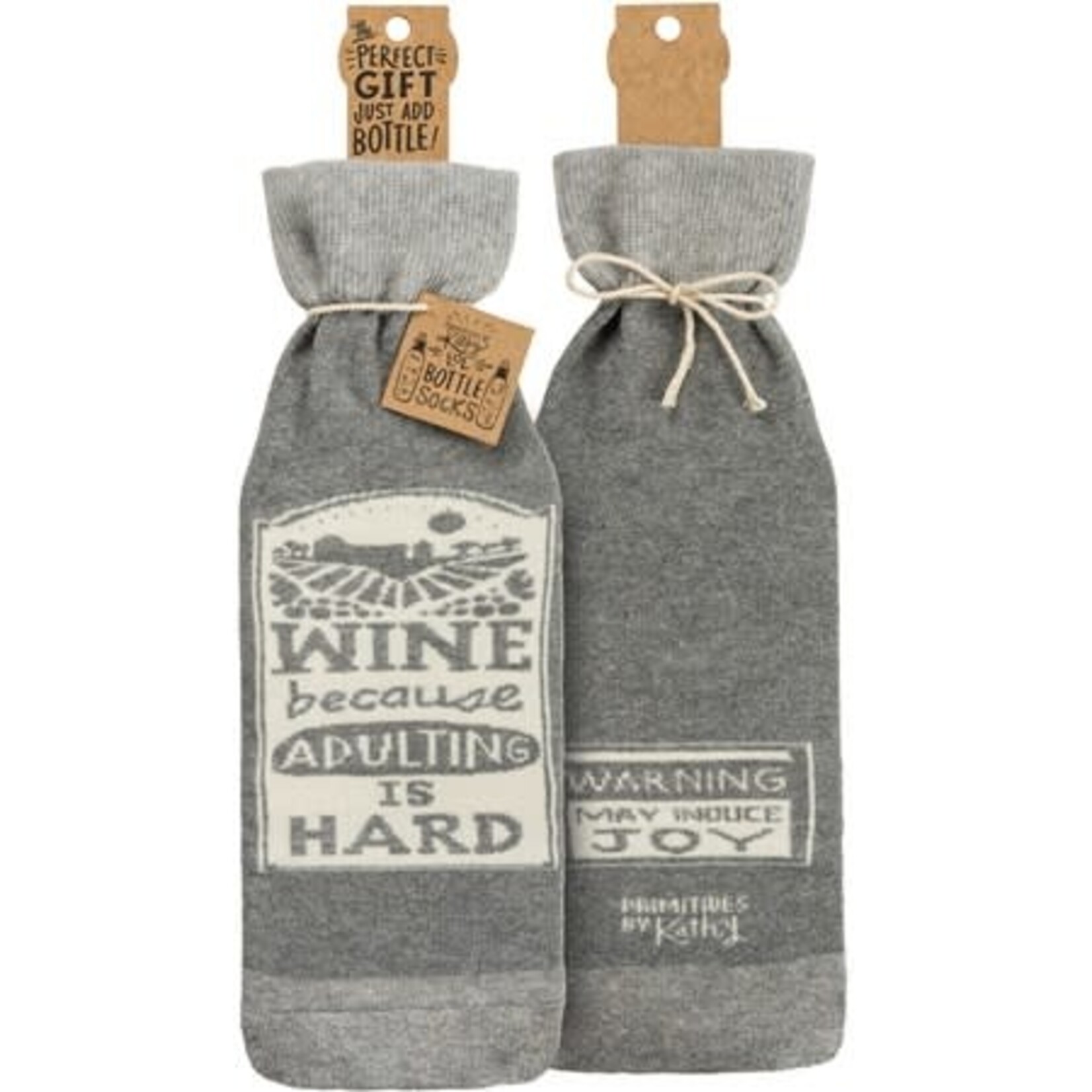Prim By Kathy Wine Because Adulting Is Hard Bottle Sock
