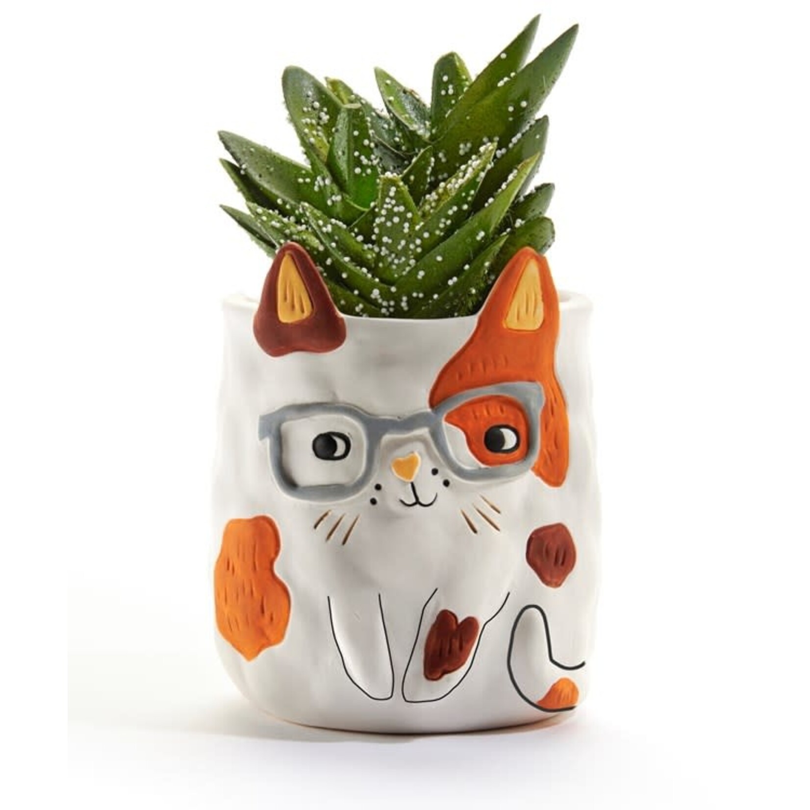 Calico Cat w/Glasses Planter