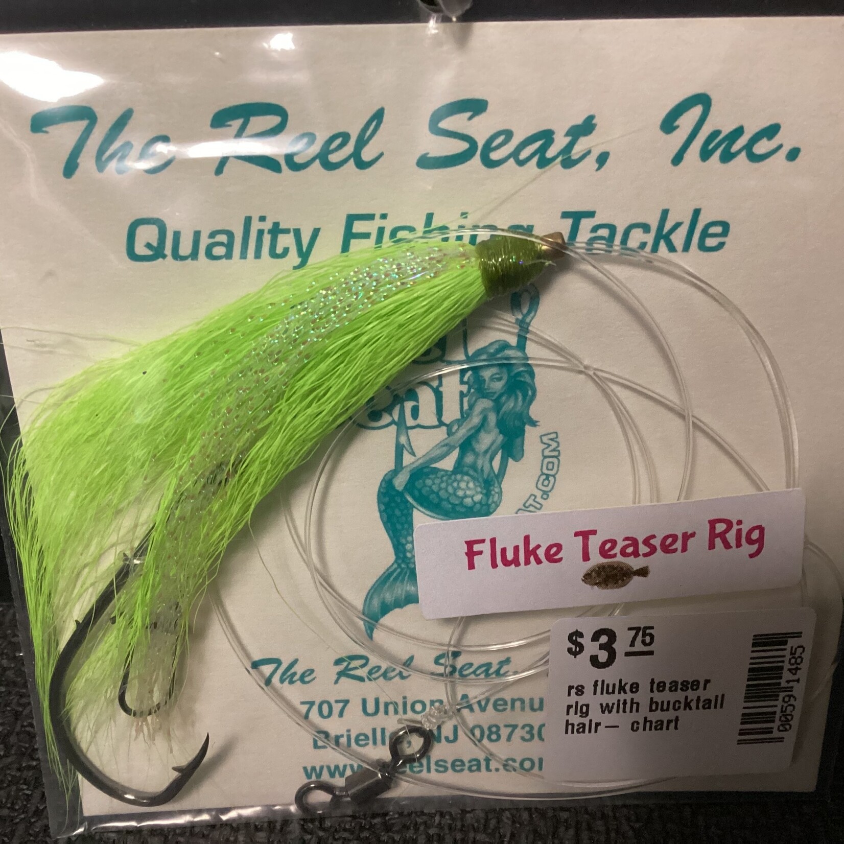 The Reel Seat RS fluke teaser rig with bucktail hair- chart