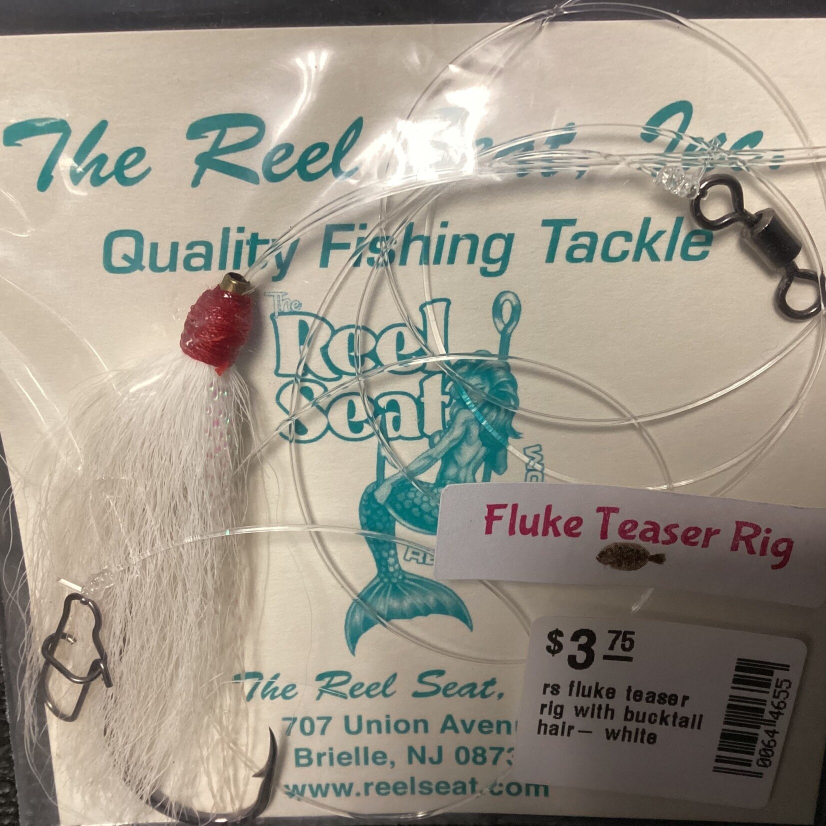 The Reel Seat RS fluke teaser rig with bucktail hair- white