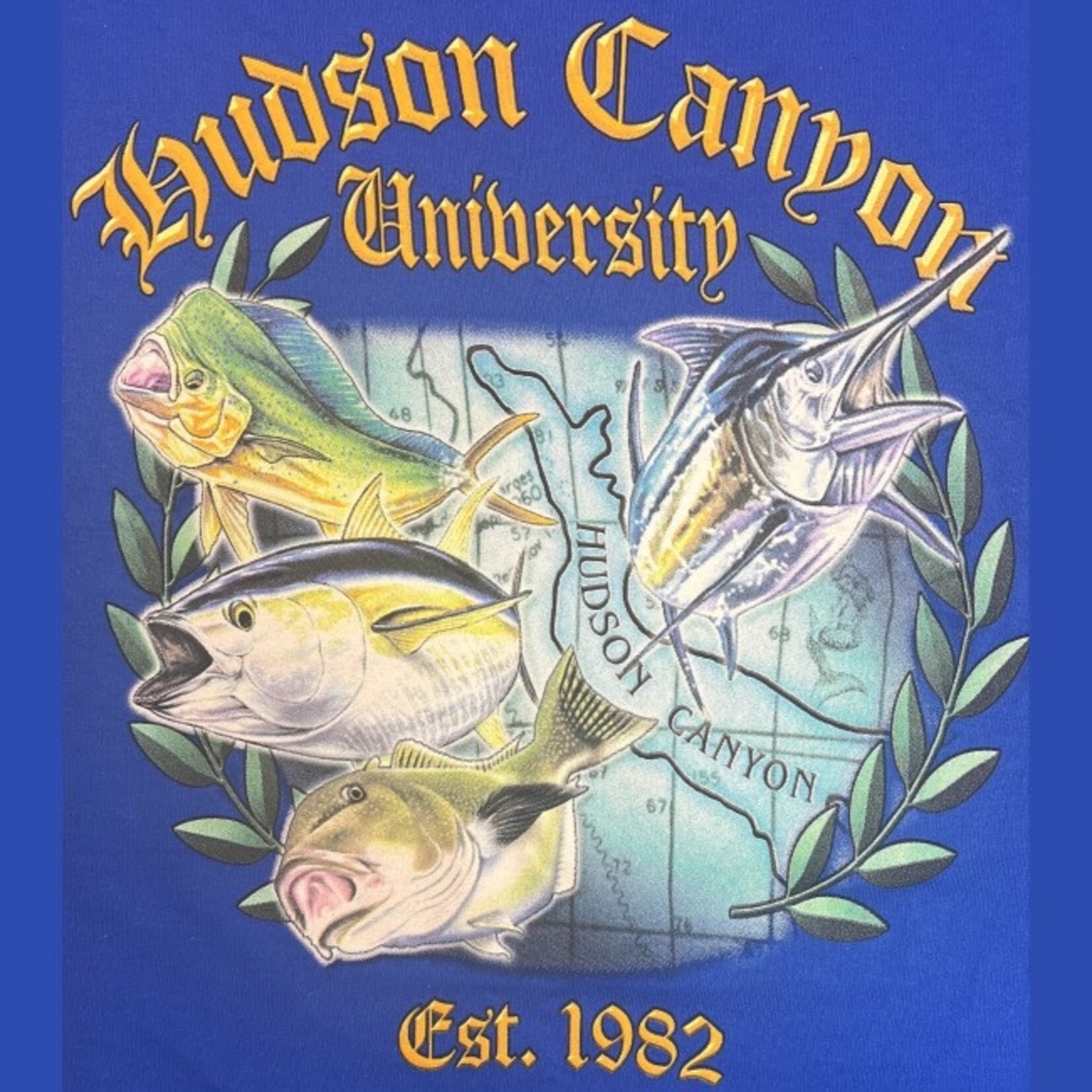 The Reel Seat hudson canyon university t-shirt