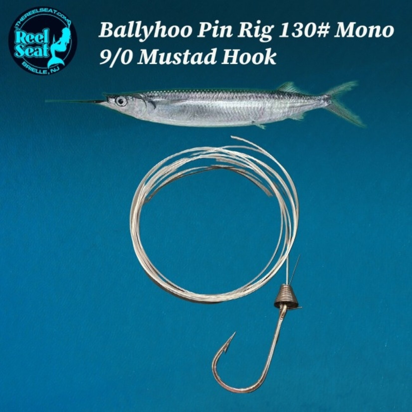 The Reel Seat RS Ballyhoo Pin Rig 130# Mono 9/0 Mustad Hook