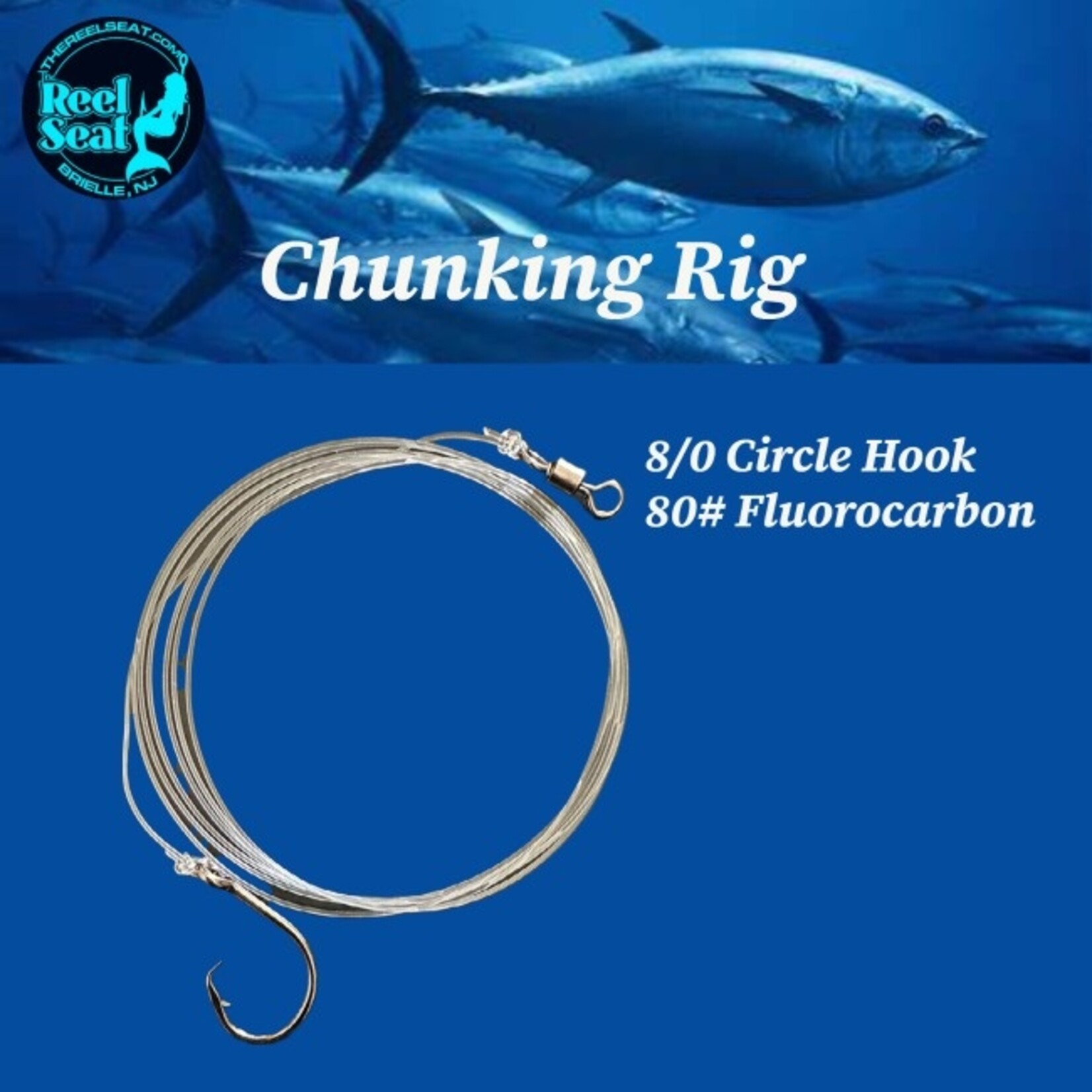The Reel Seat rs chunking rig 8/0 circle hook on 80lbs fluoro