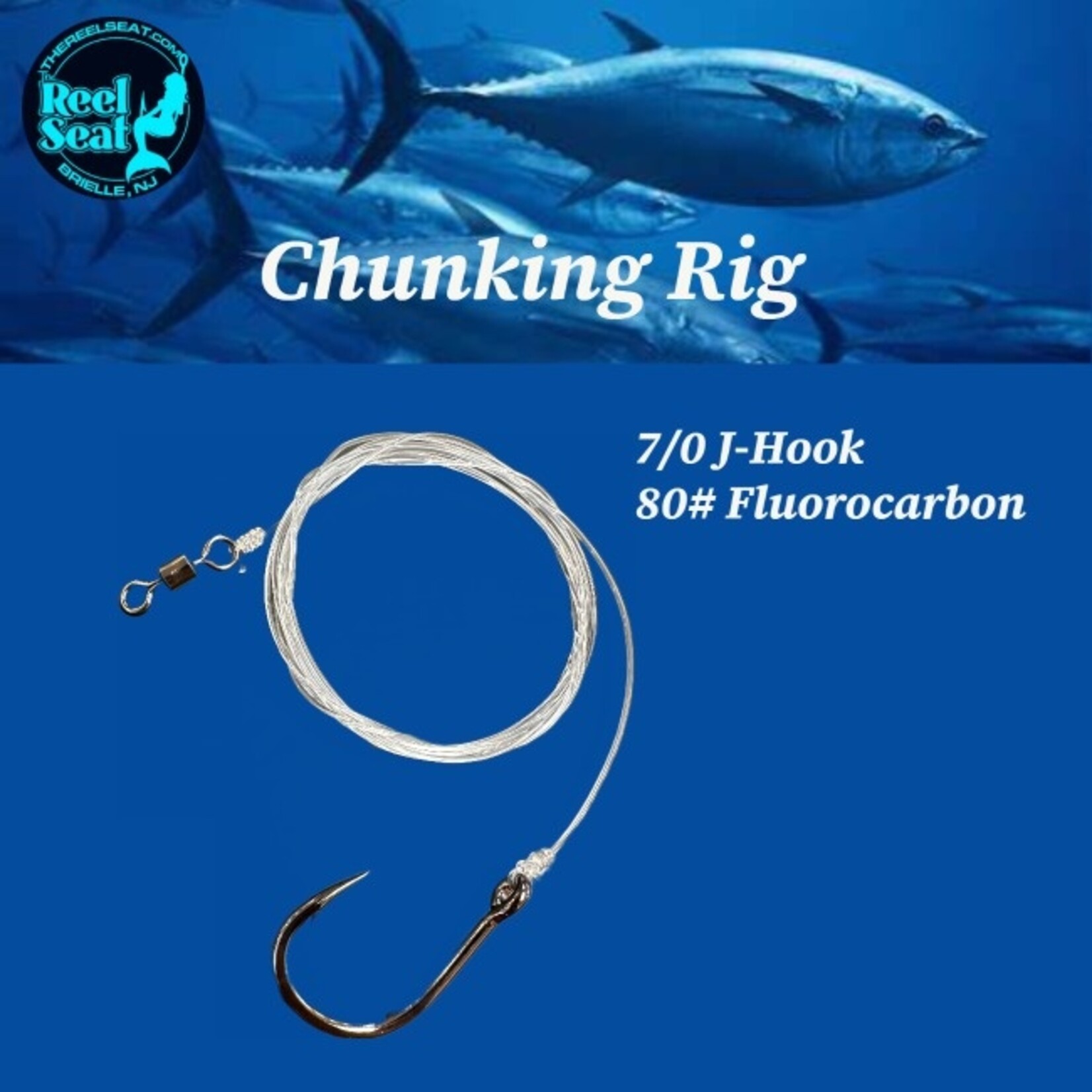 The Reel Seat RS Chunking Rig 7/0 J-hook 80lbs Fluorocarbon