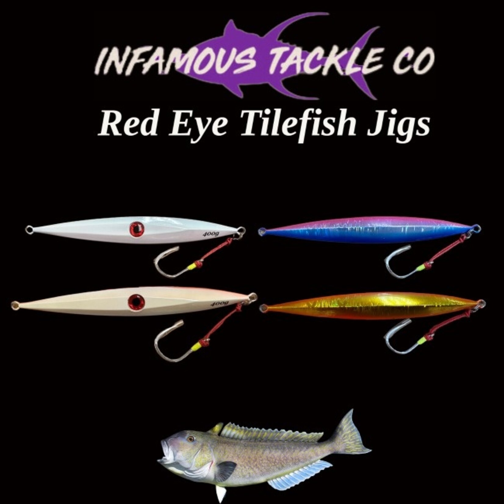 Infamous Tackle Co. Tilefish Red Eye Jigs