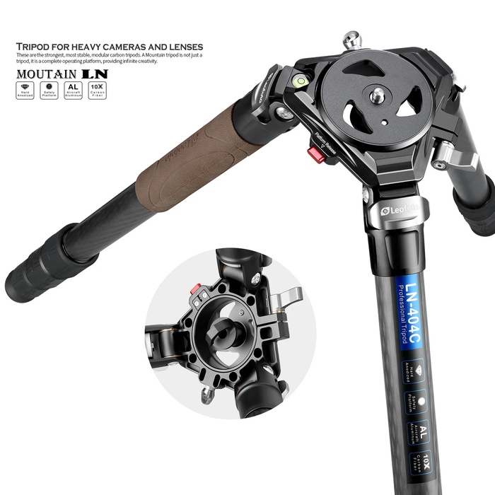LeoFoto LN-404C Heavy Duty Tripod with 100mm Bowl+Platform & Bag