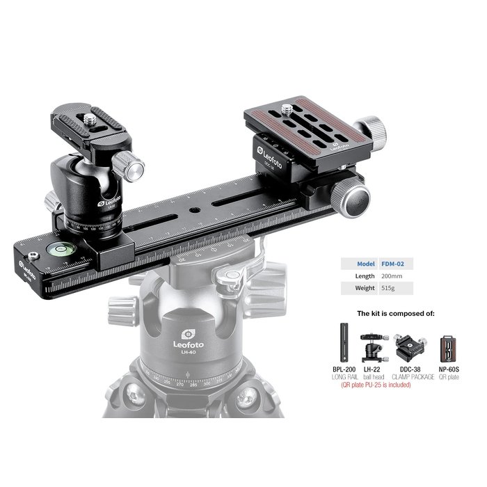 LeoFoto FDM-02 Binocular Rangefinder Rail Kit | Length: 200mm
